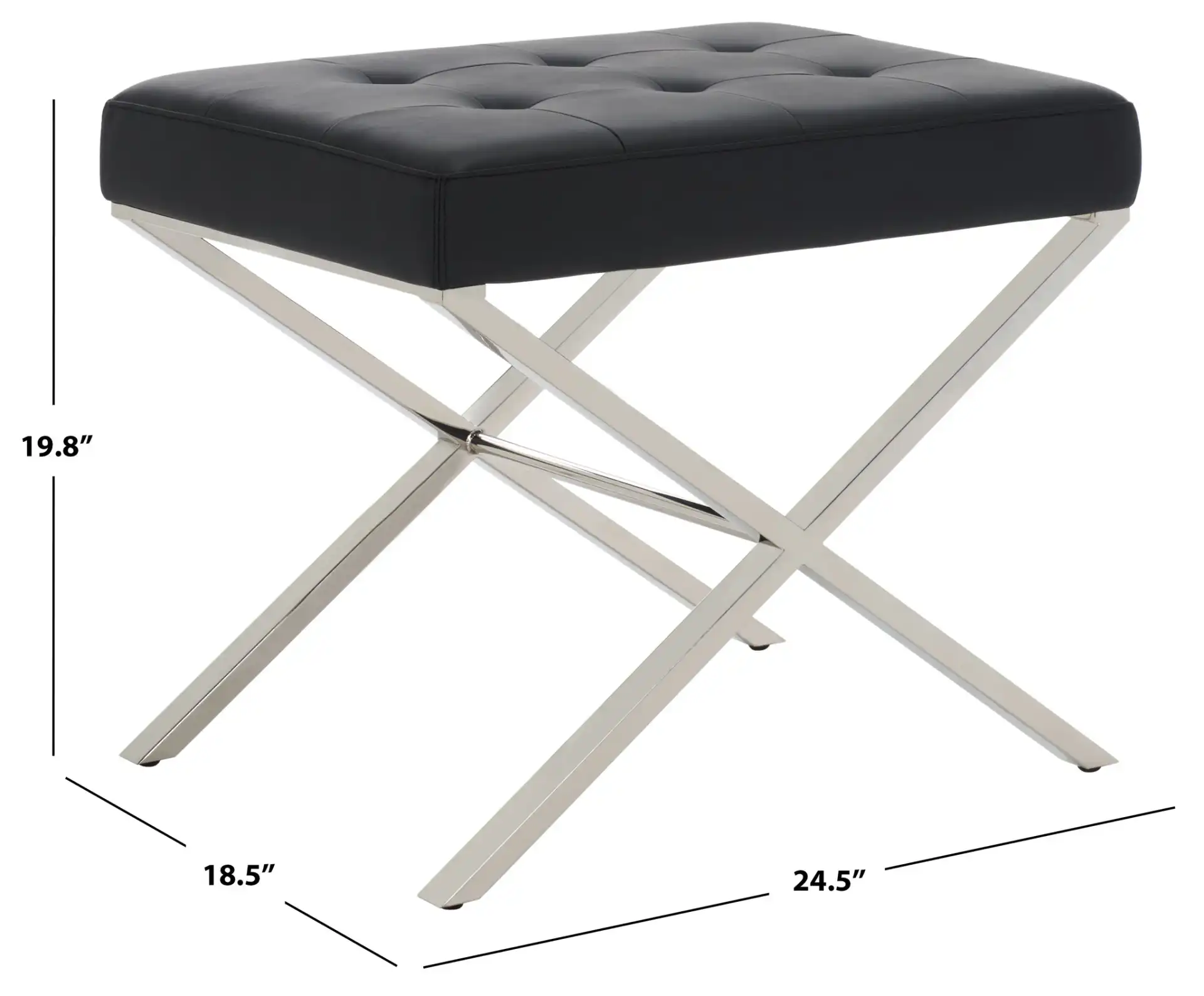 Sienna Ottoman in Black, detail view