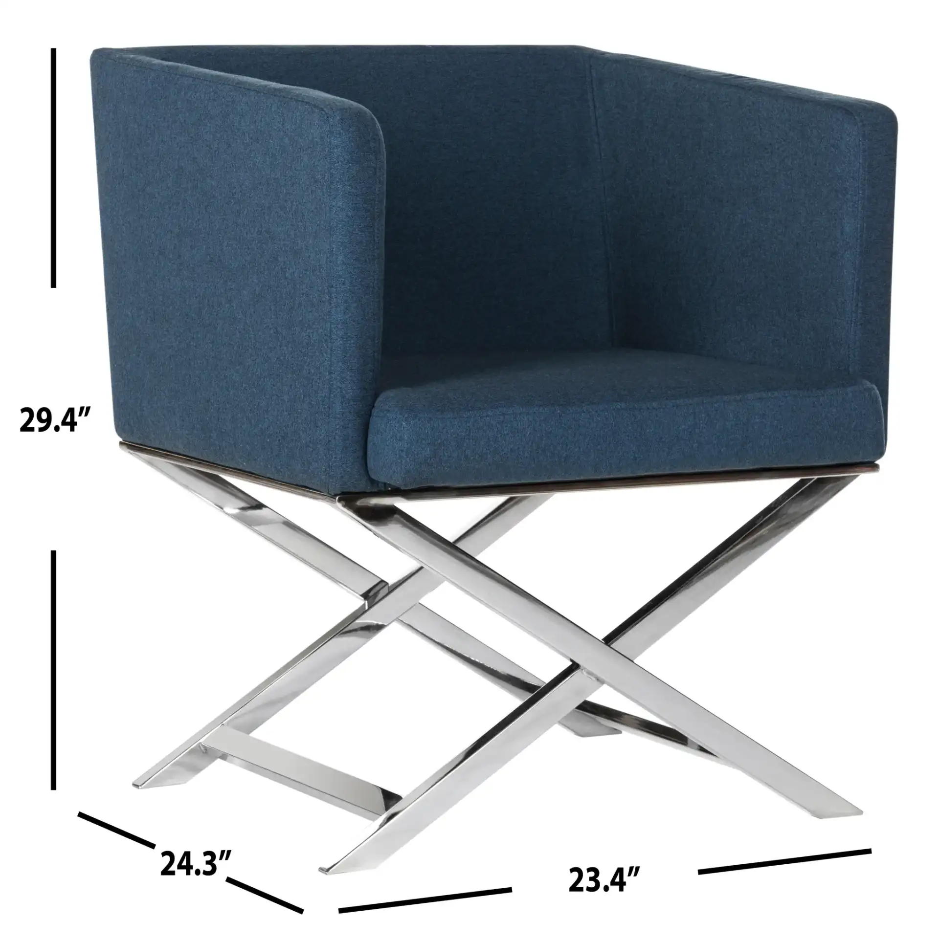 Celine Chair in Navy Blue / Chrome, detail view