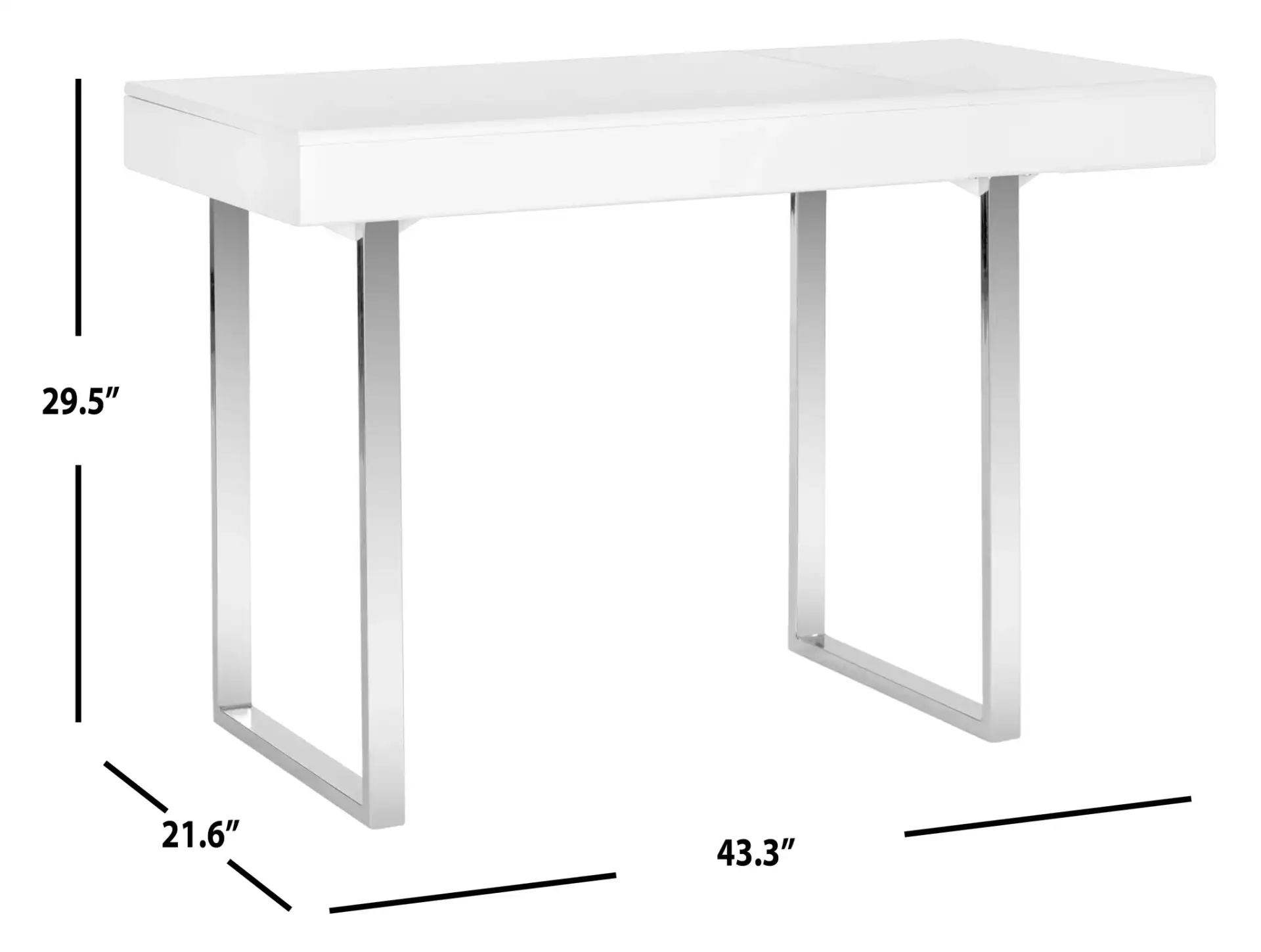 Berkley Desk in White / Chrome, detail view