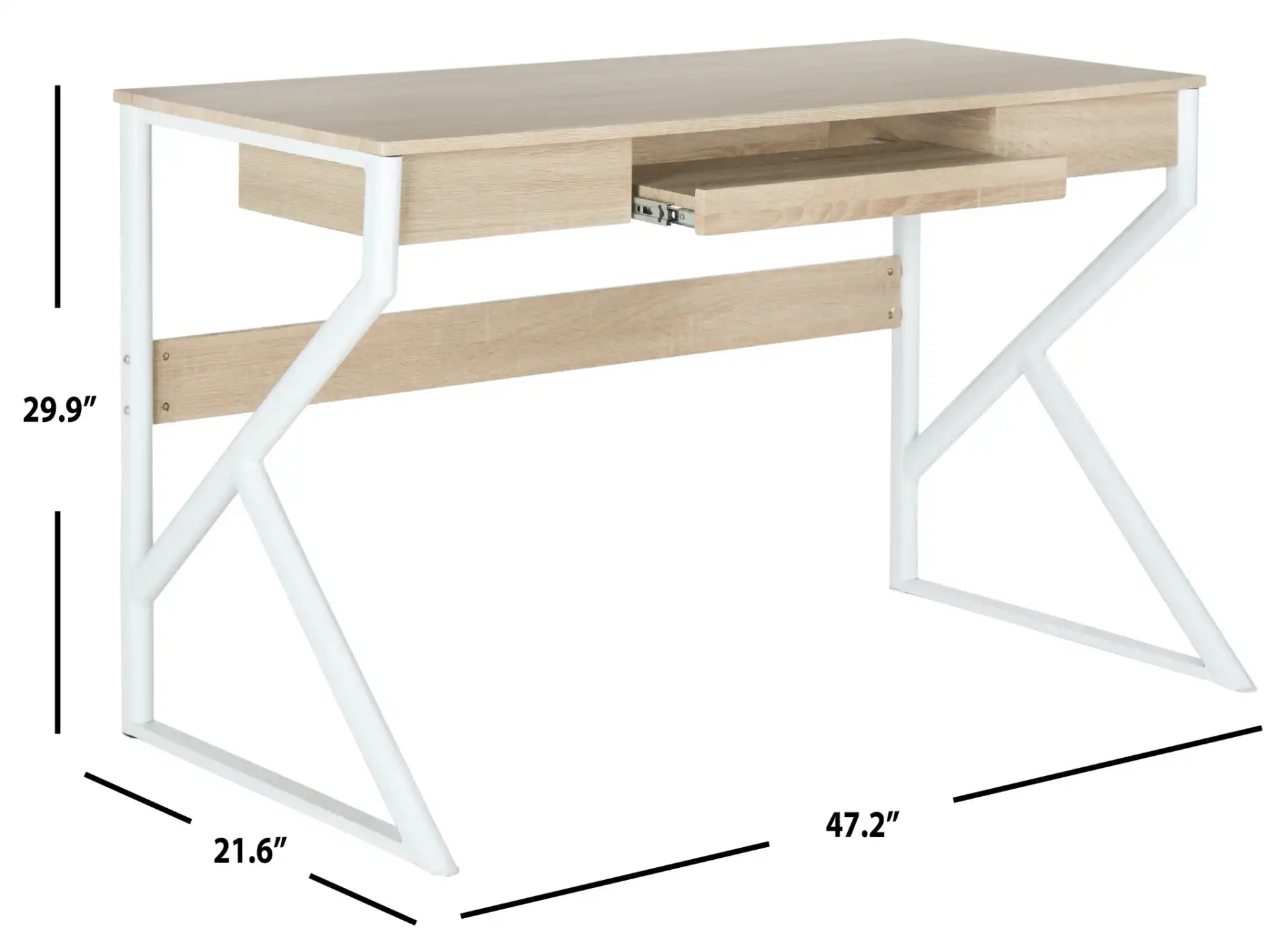 Bryant Computer Desk in Natural / White, detail view