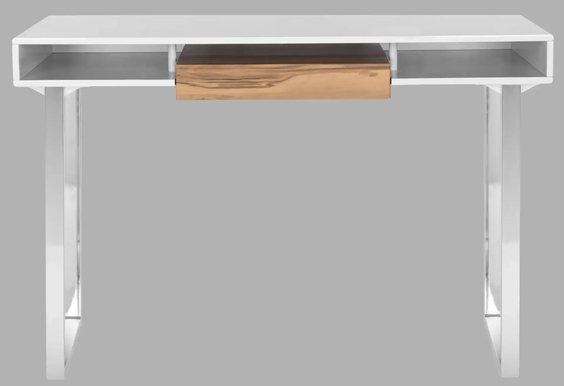 Metropolitan Computer Desk in White / Chrome, detail view