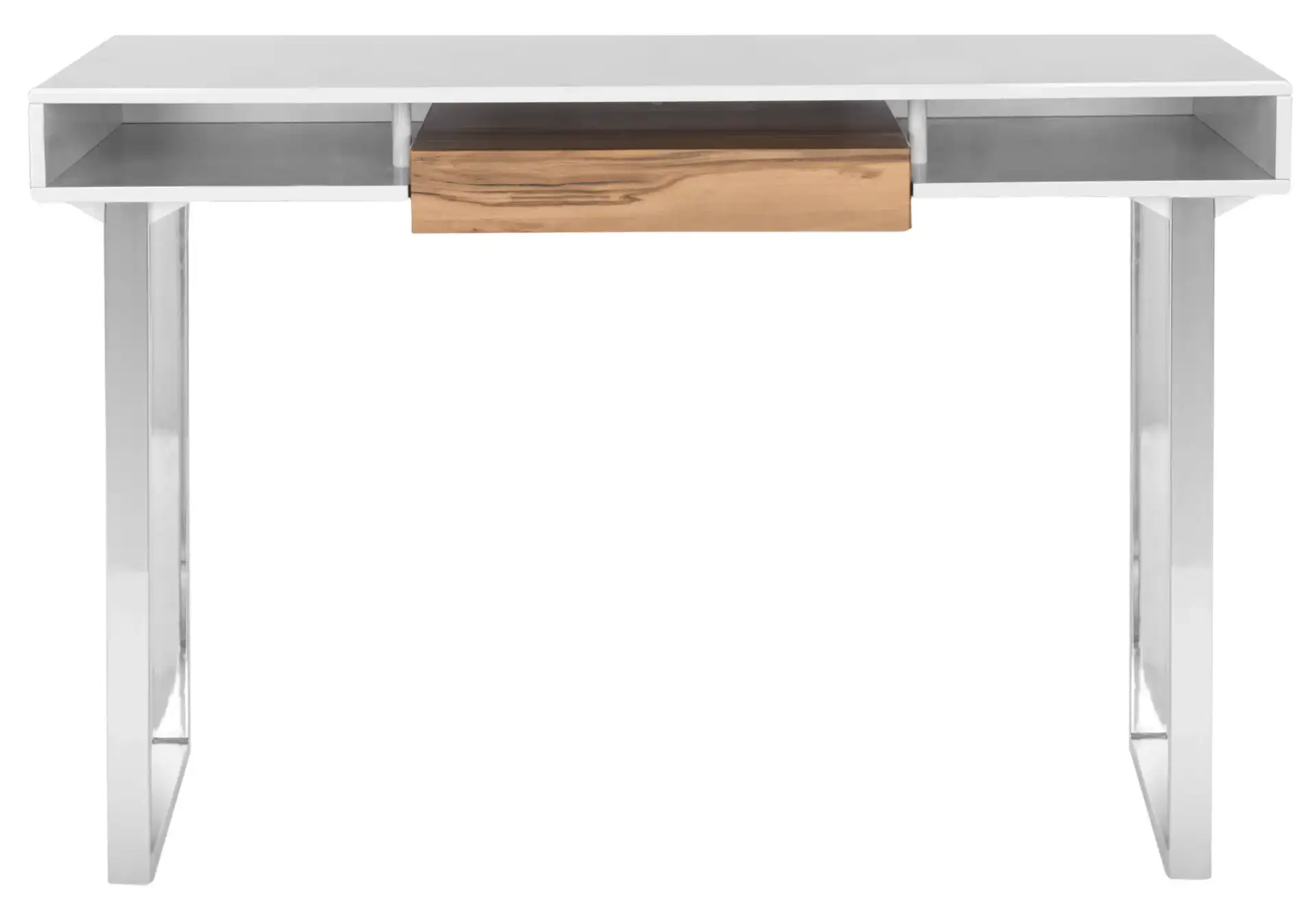 Metropolitan Computer Desk in White / Chrome, detail view