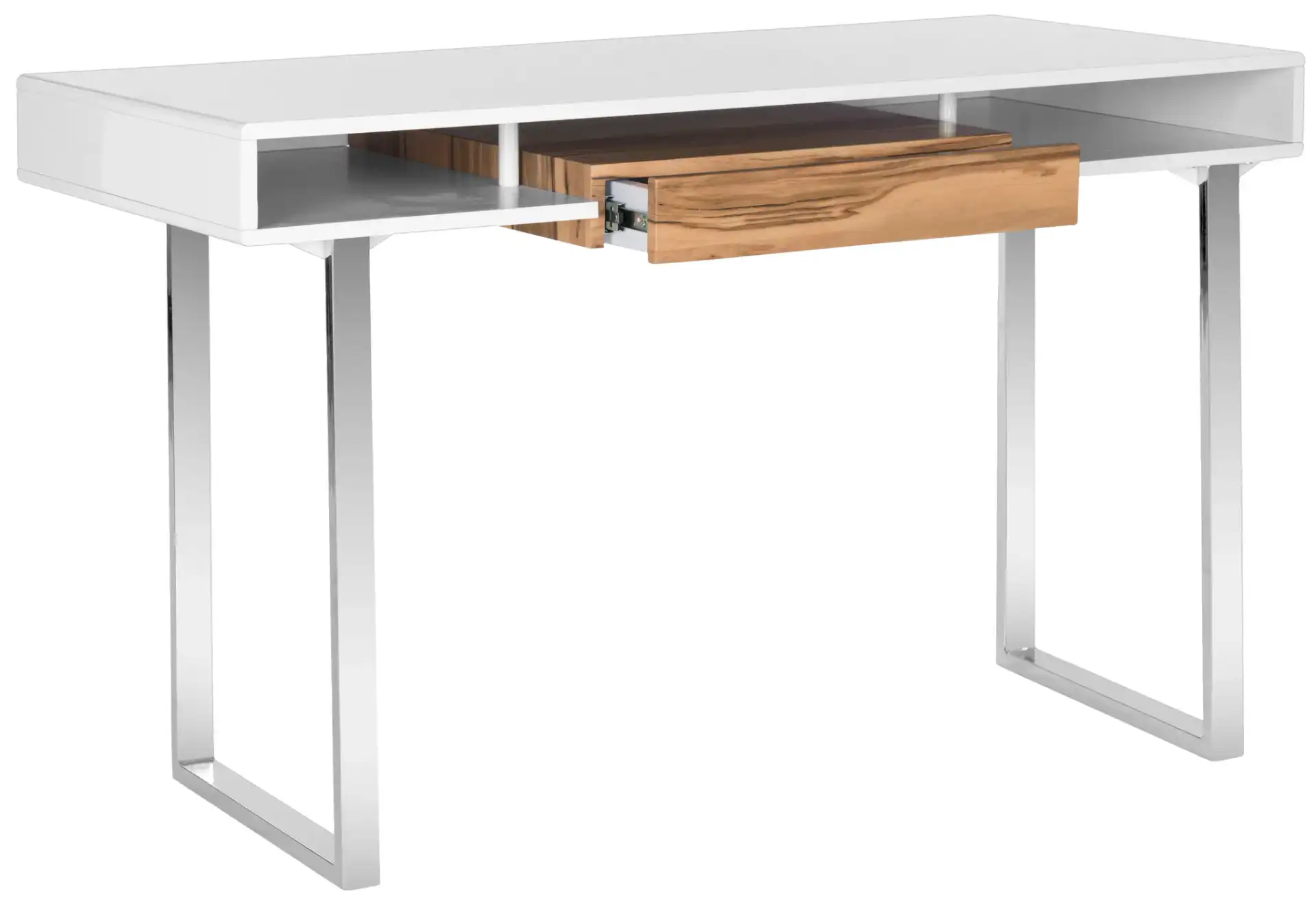 Metropolitan Computer Desk in White / Chrome, detail view