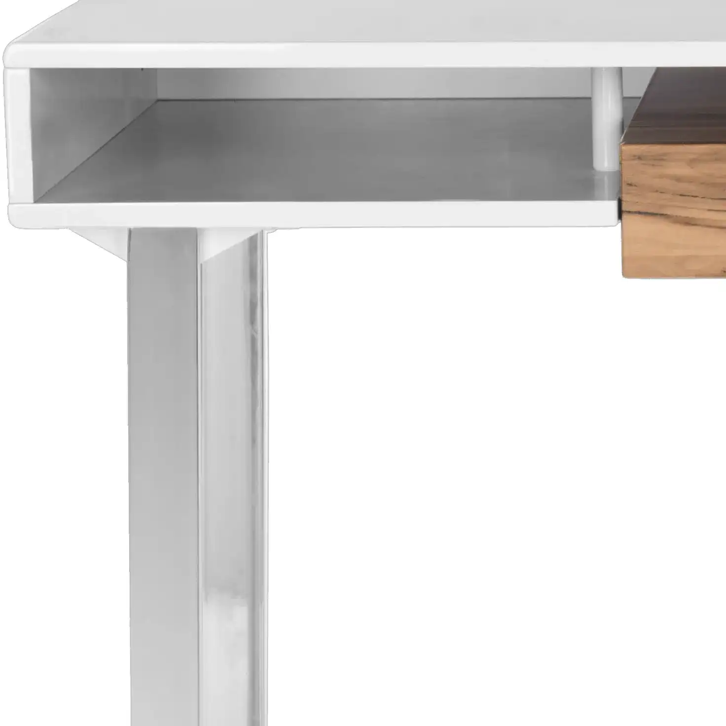 Metropolitan Computer Desk in White / Chrome, detail view