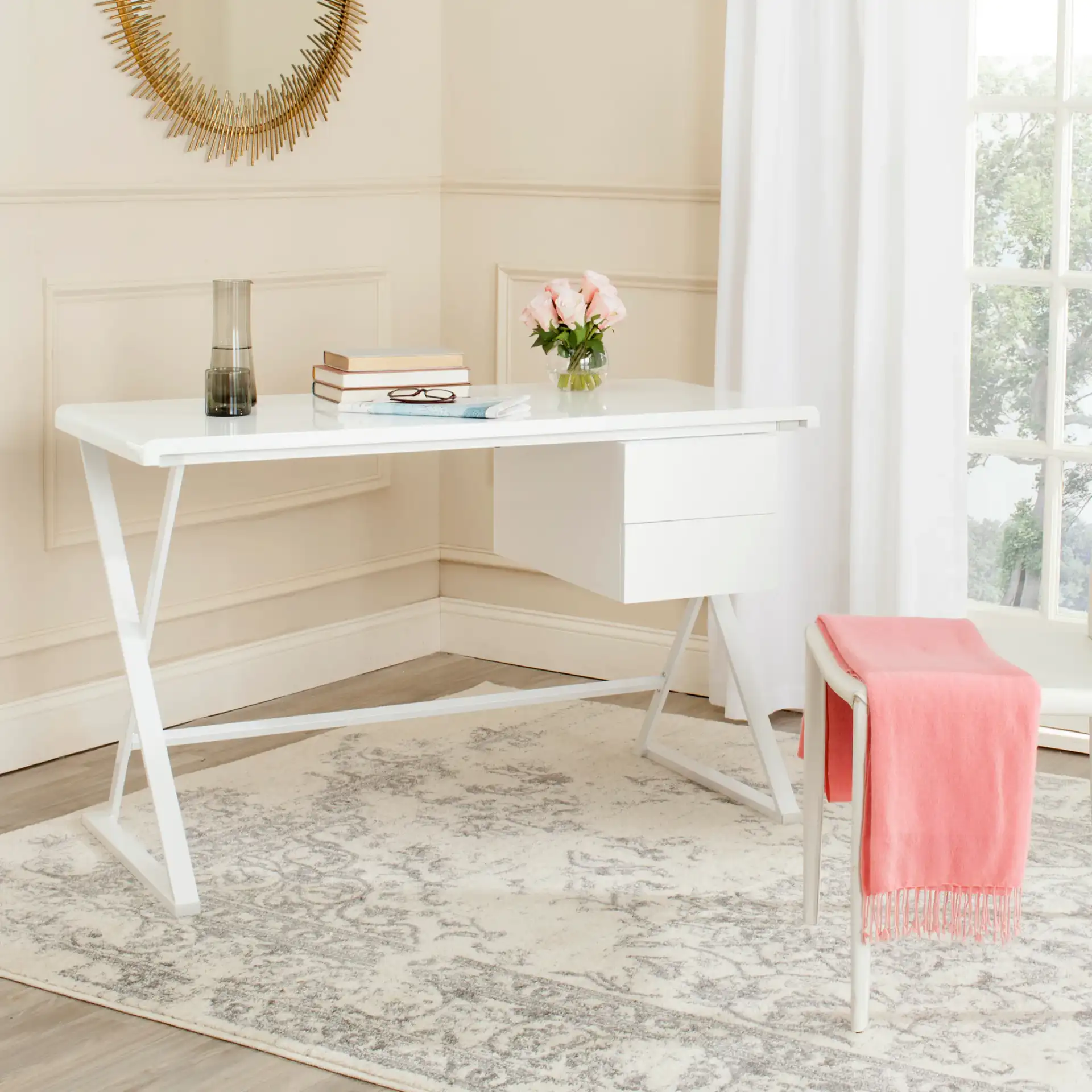 Watkins Desk in White in a styled room