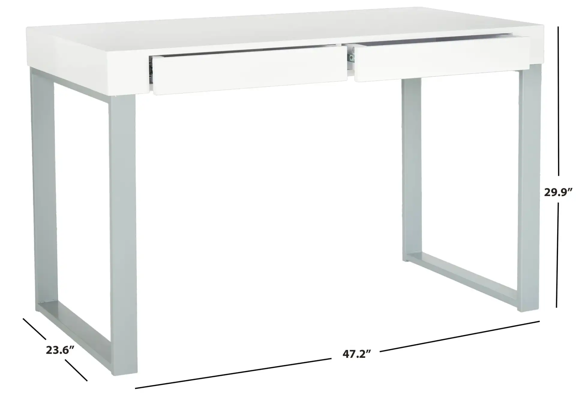 Barton Desk in White / Gray, detail view
