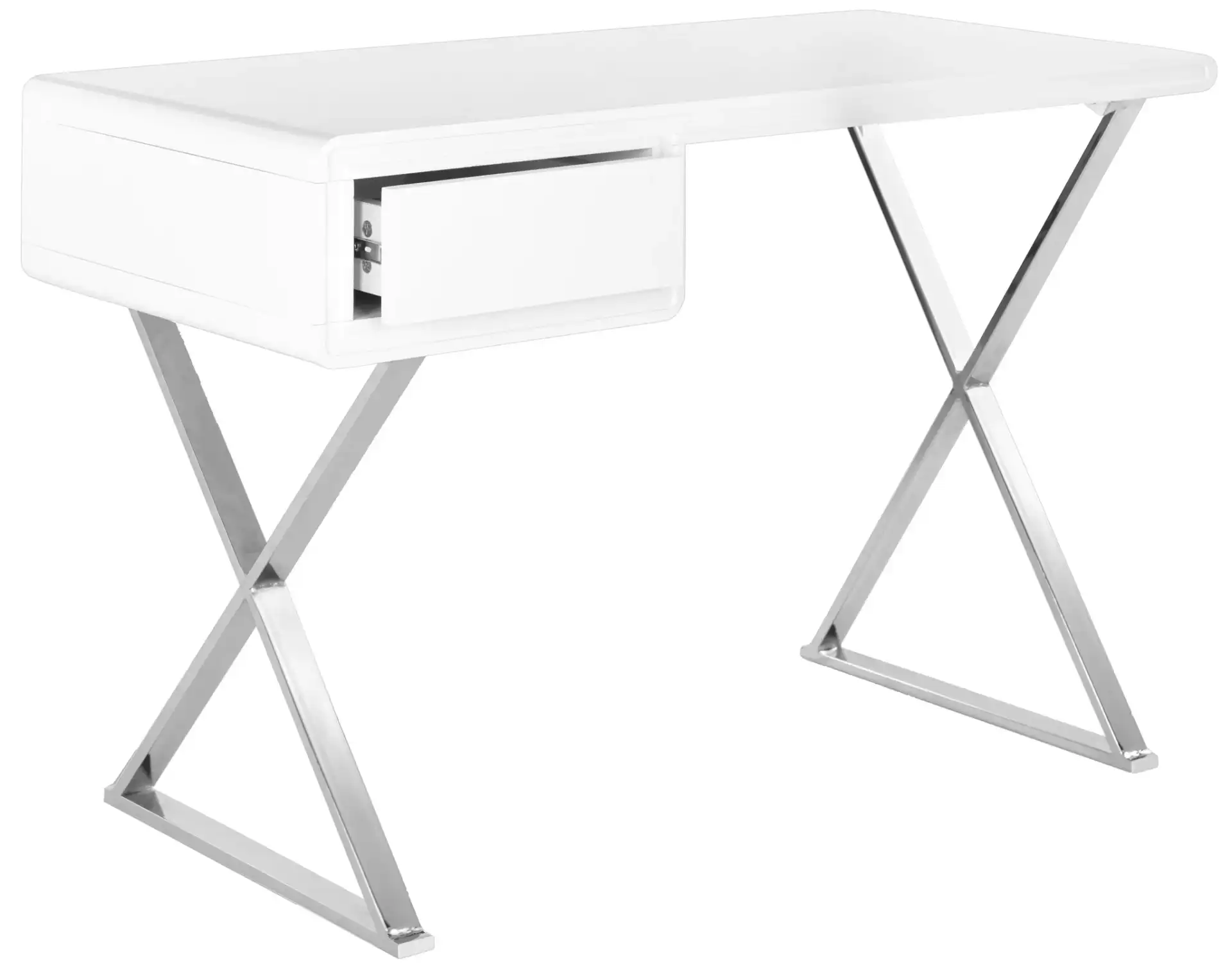 Hanover Desk in White / Chrome, detail view