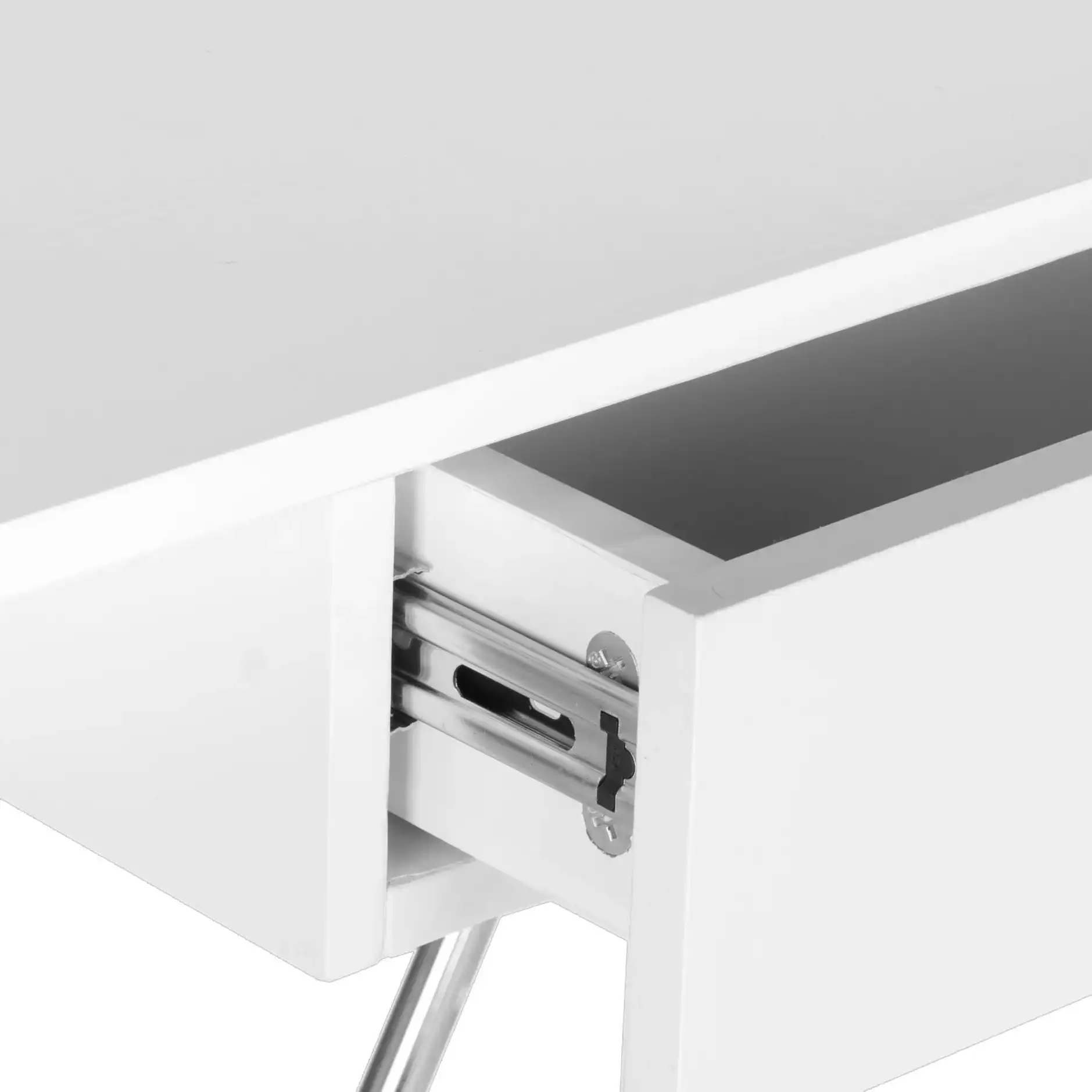 Molloy Desk in White / Chrome in a styled room