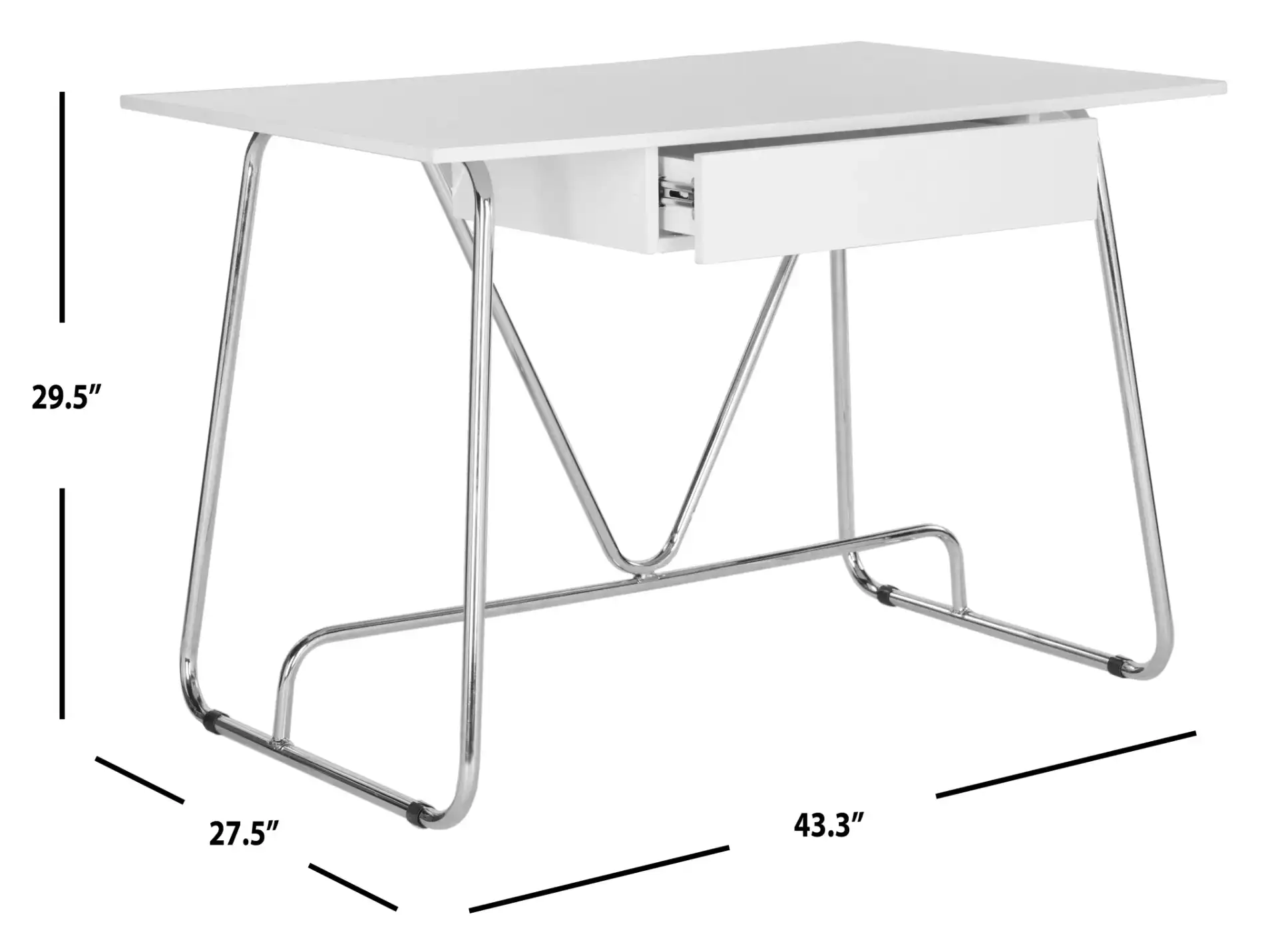 Molloy Desk in White / Chrome, detail view