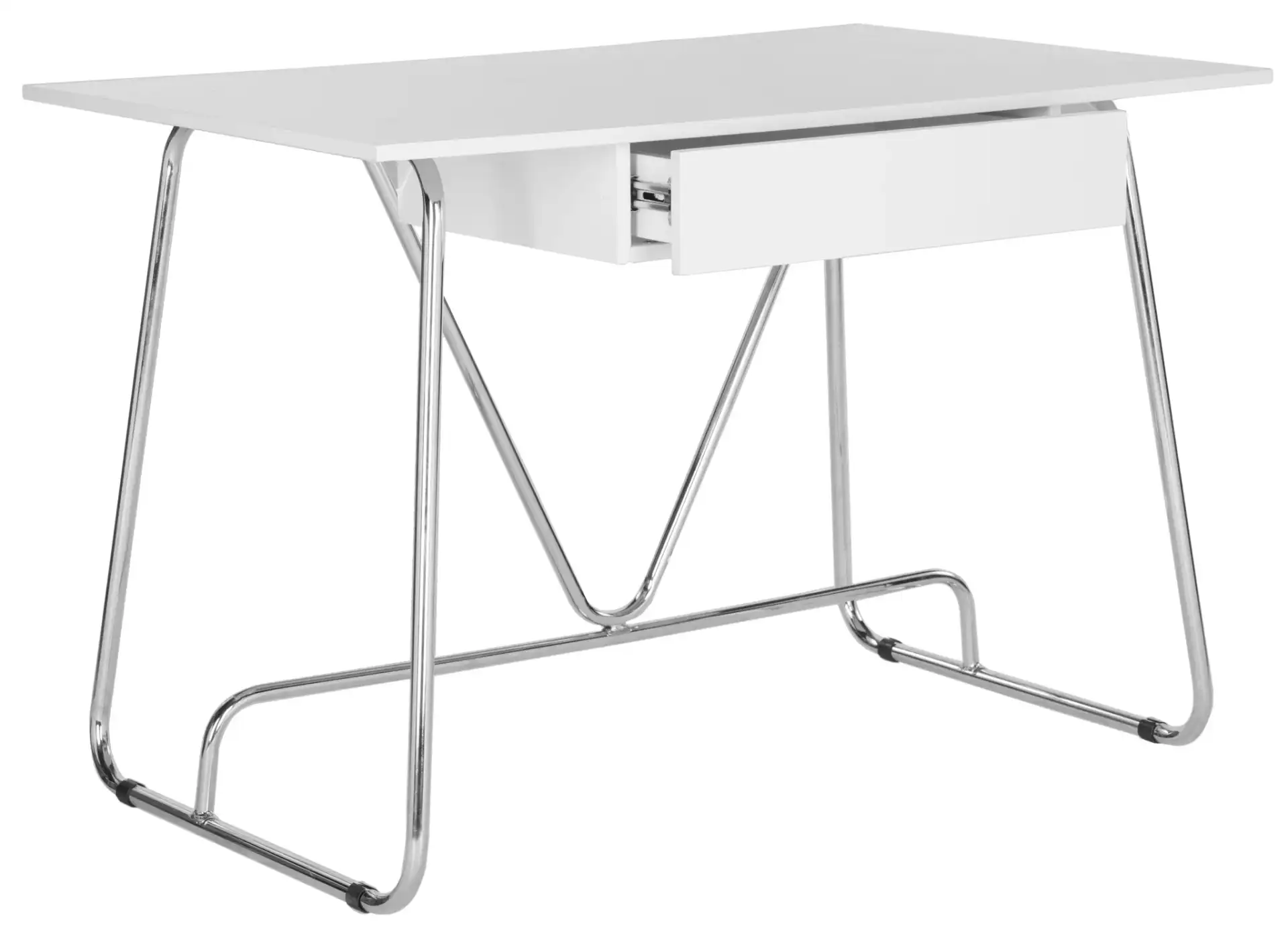 Molloy Desk in White / Chrome, detail view