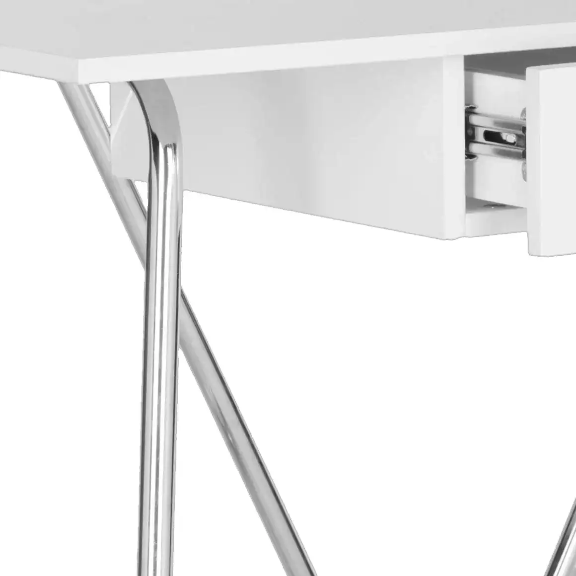 Molloy Desk in White / Chrome, detail view