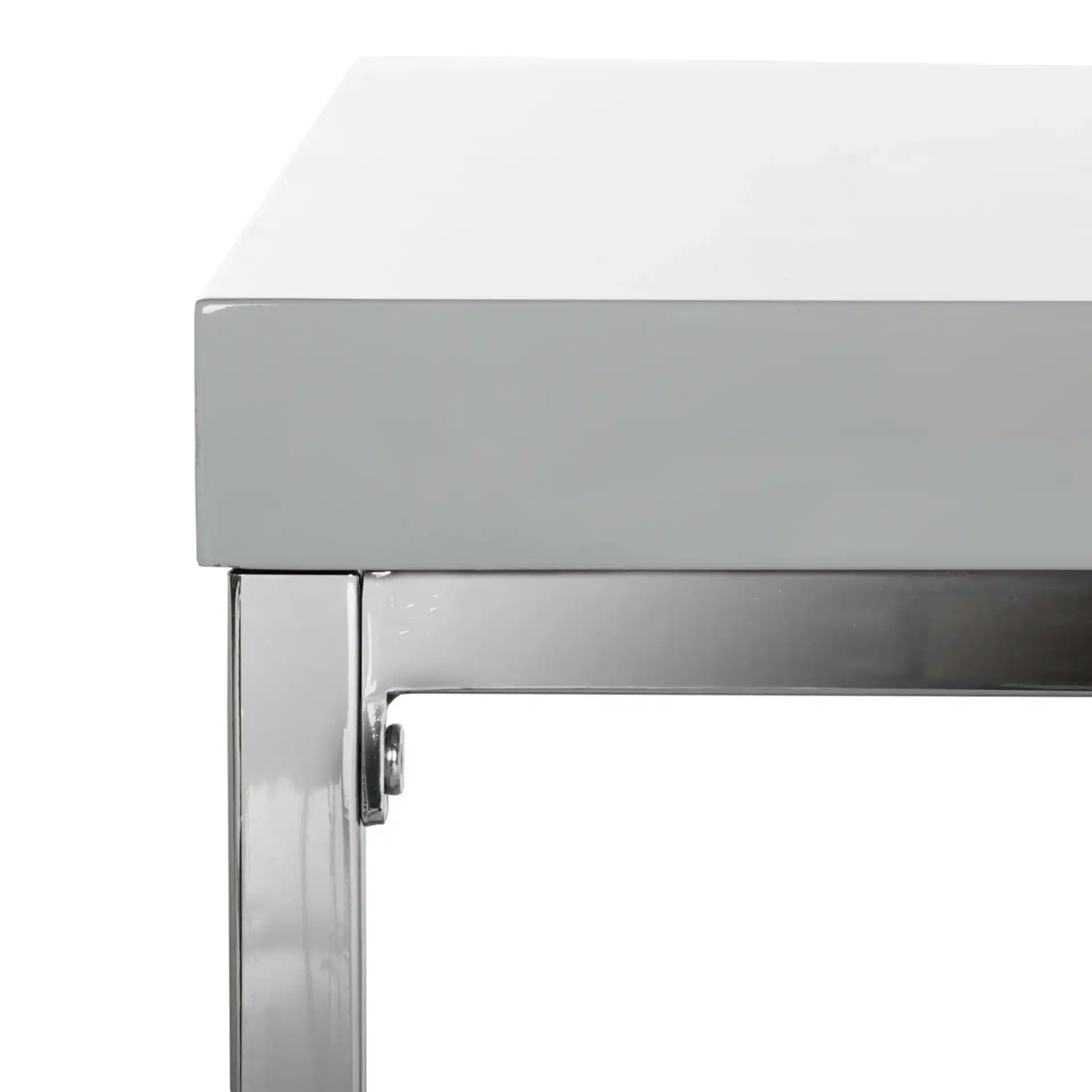 Malone Coffee Table in White / Chrome in a styled room