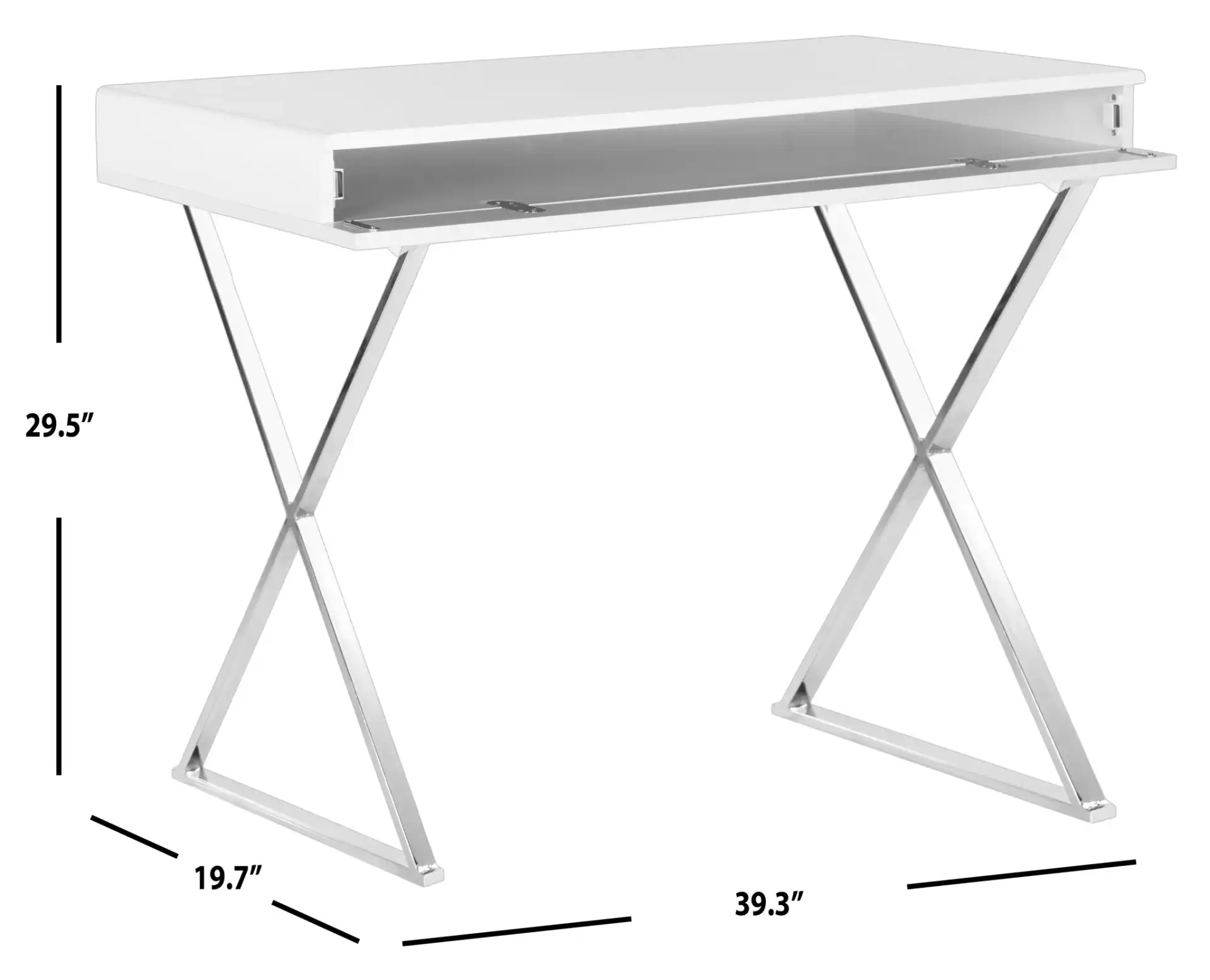 Gordon Desk in White / Chrome, detail view