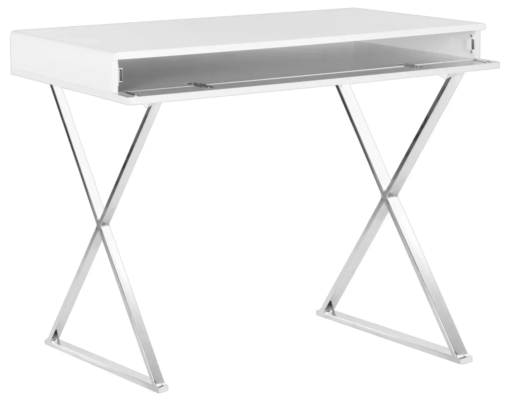 Gordon Desk in White / Chrome, detail view