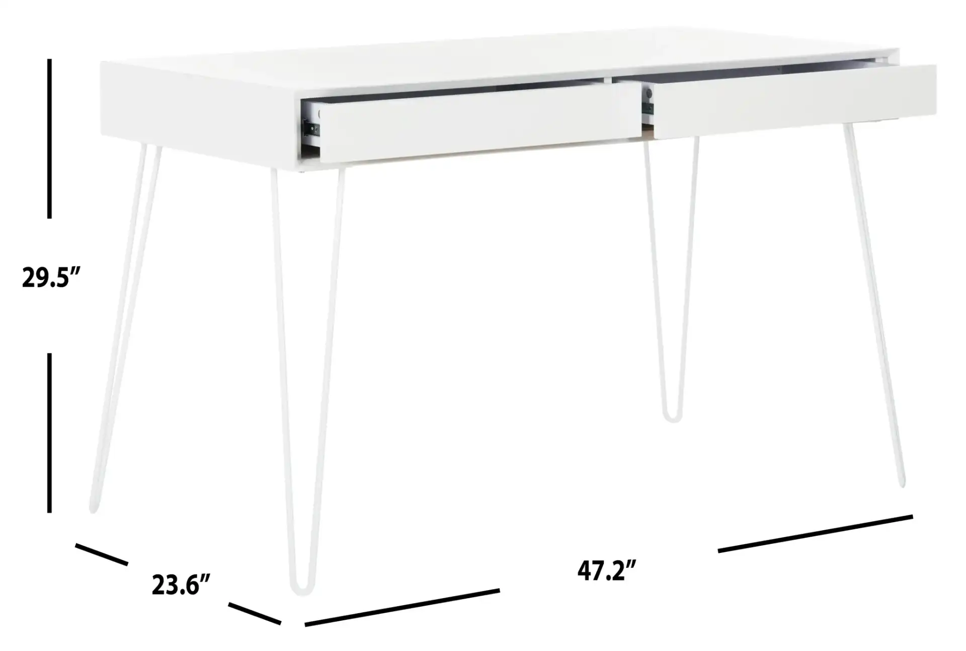Cade Desk in White, detail view