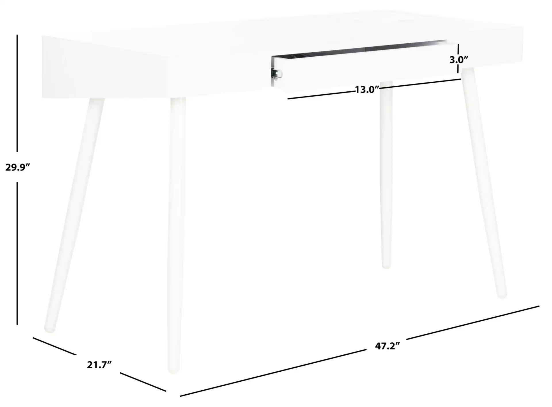 Fadri Desk in White, detail view