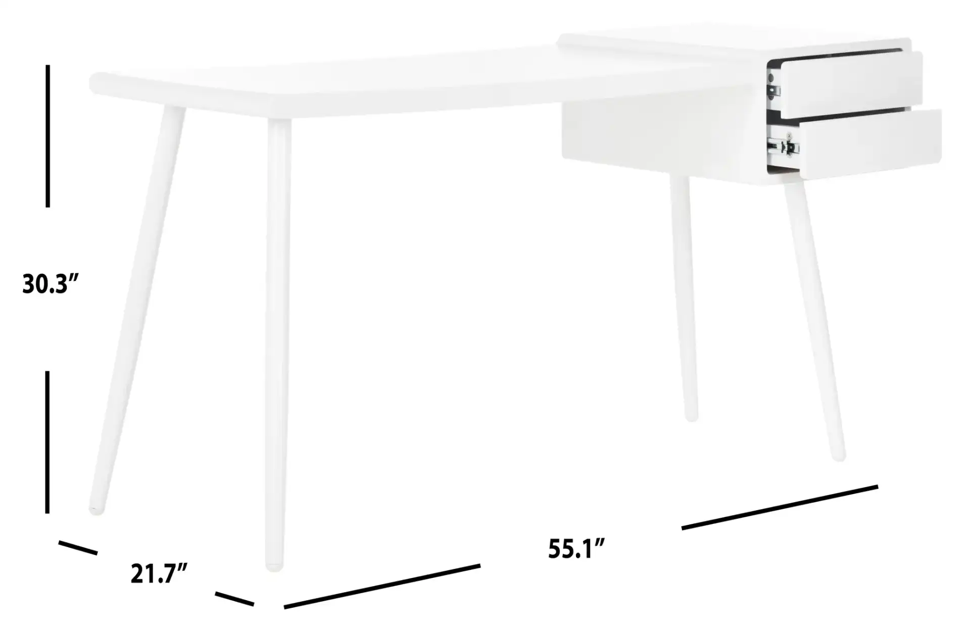 Ferli Desk in Matte White, detail view