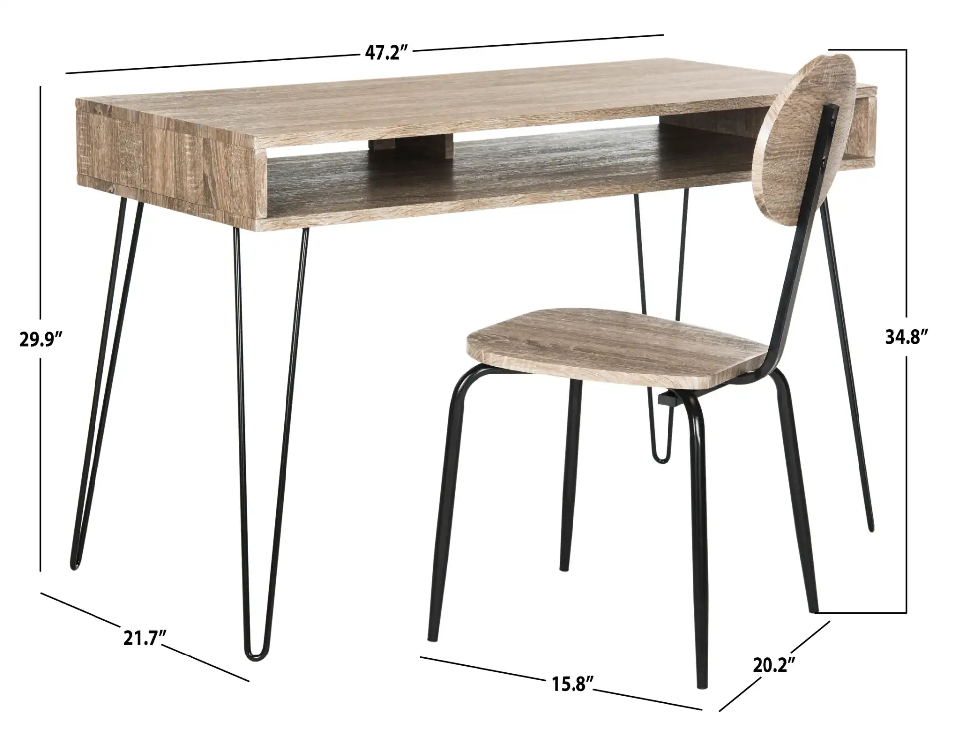 Winta Desk And Chair in Gray, detail view