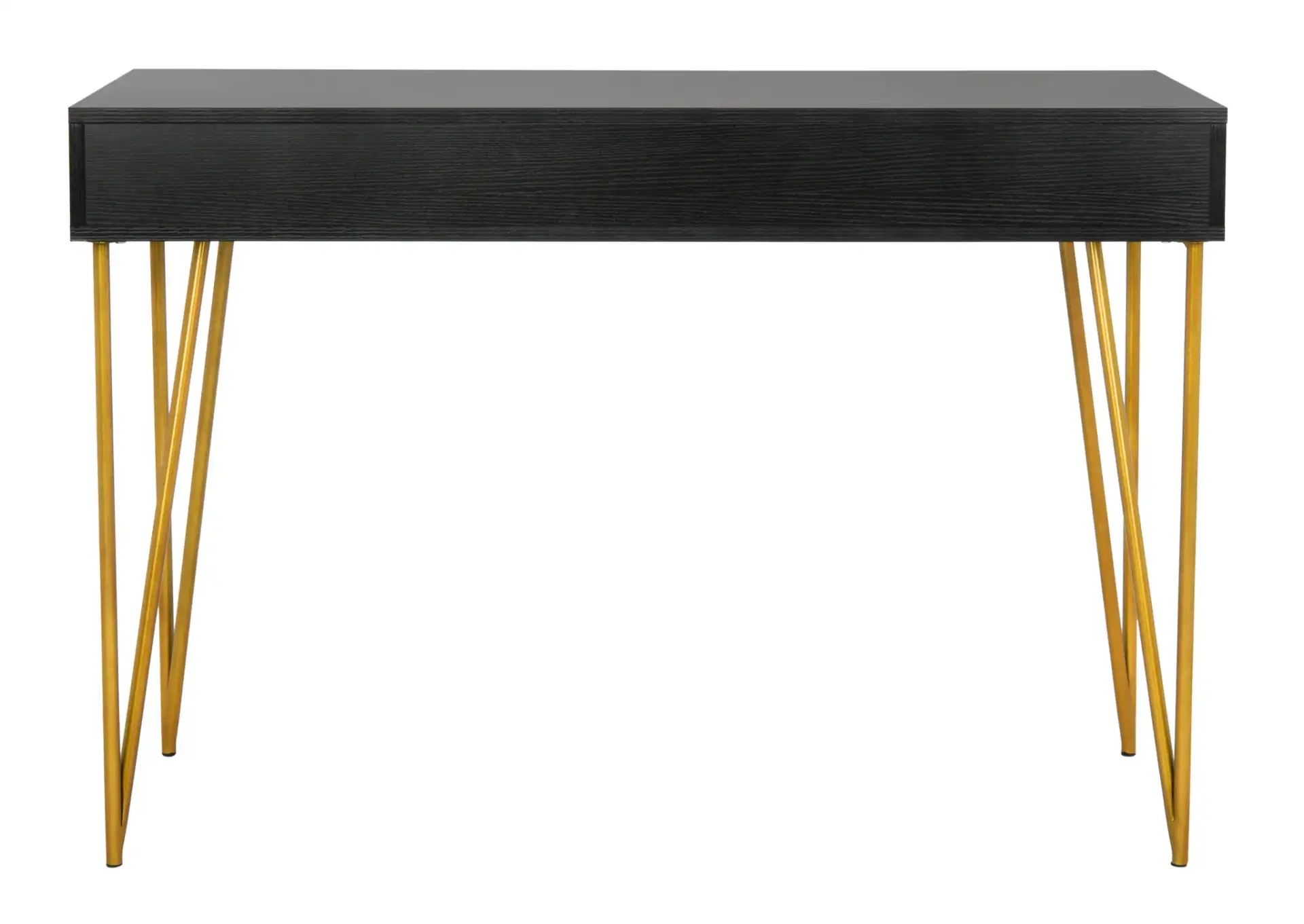 Pine Two-Drawer Desk in Black / Gold, detail view