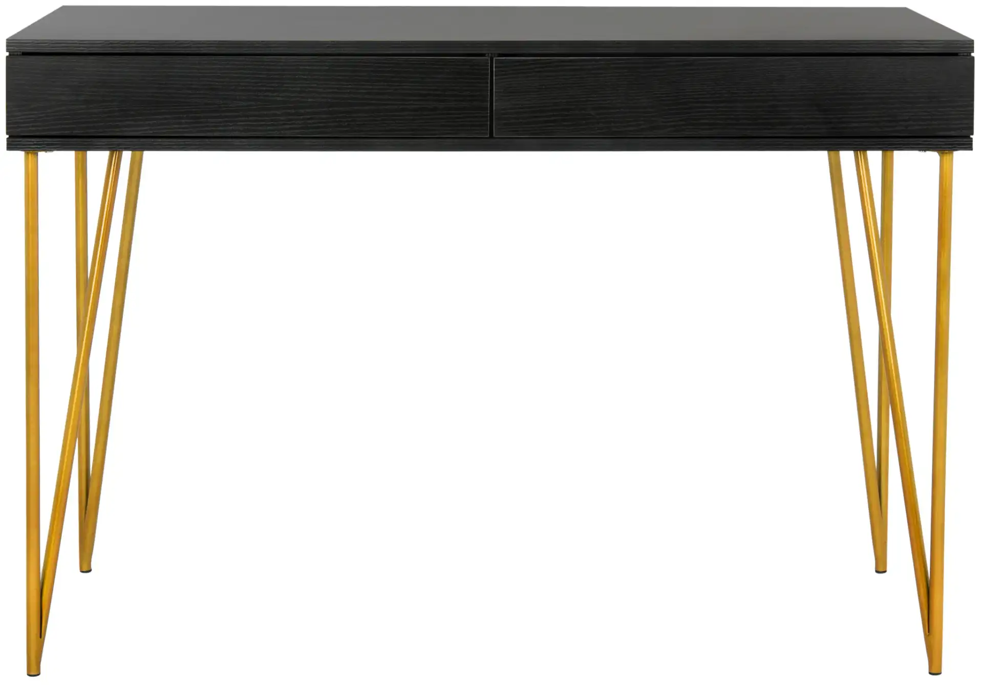 Pine Two-Drawer Desk in Black / Gold, detail view