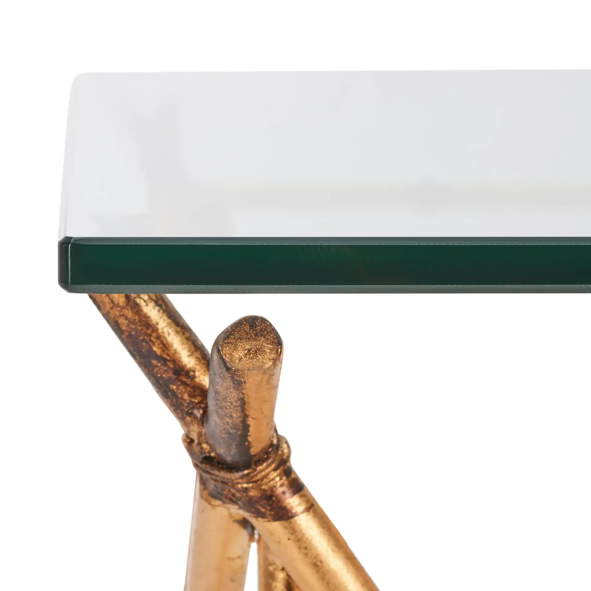 Mark Accent Table in Gold / Clear in a styled room