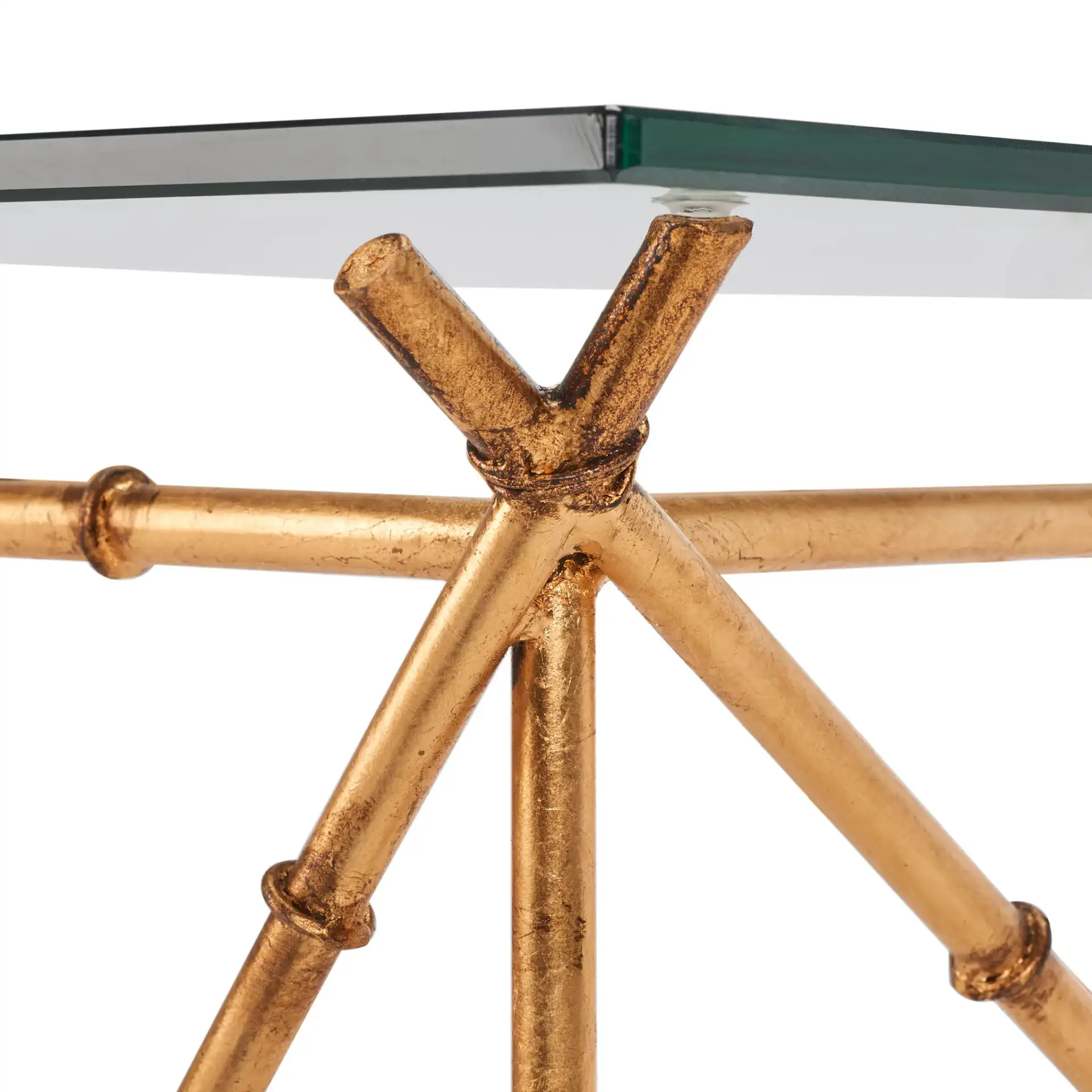 Mark Accent Table in Gold / Clear in a styled room