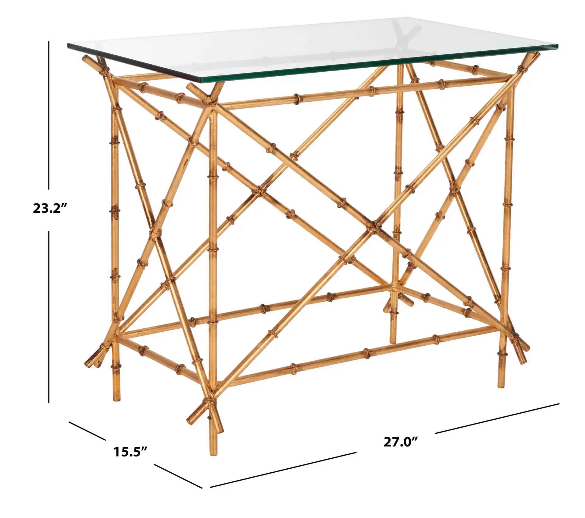Mark Accent Table in Gold / Clear, detail view