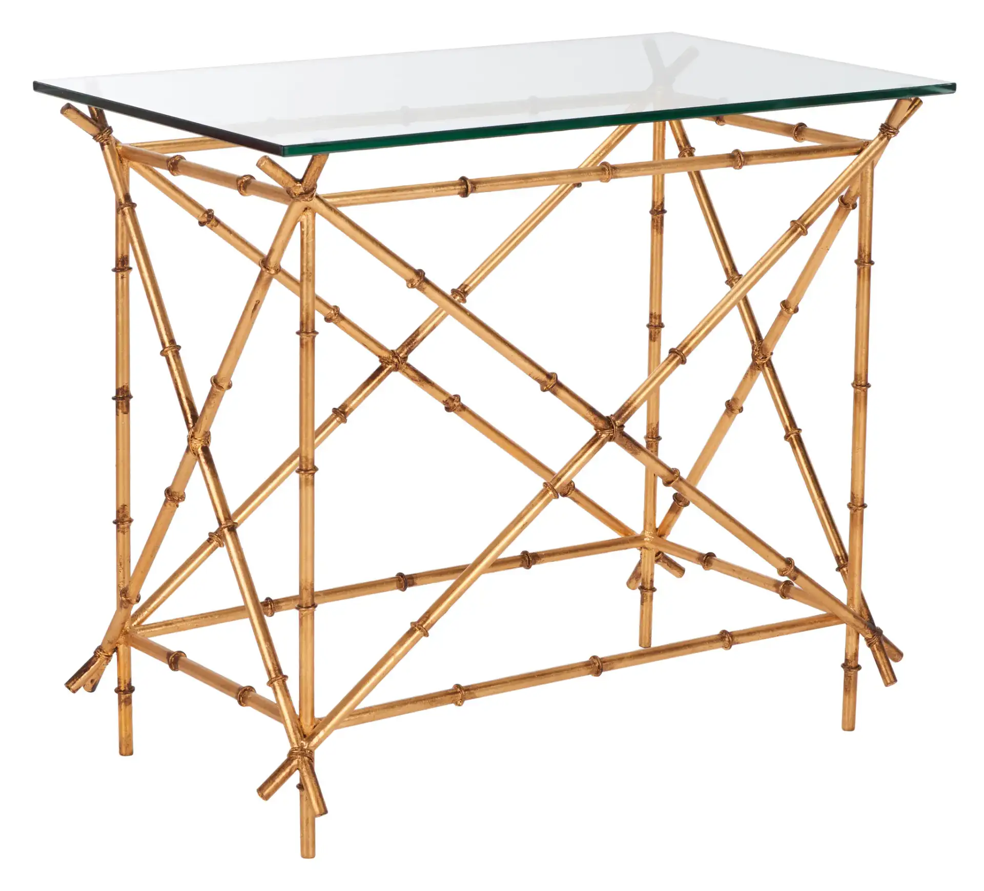 Mark Accent Table in Gold / Clear, detail view