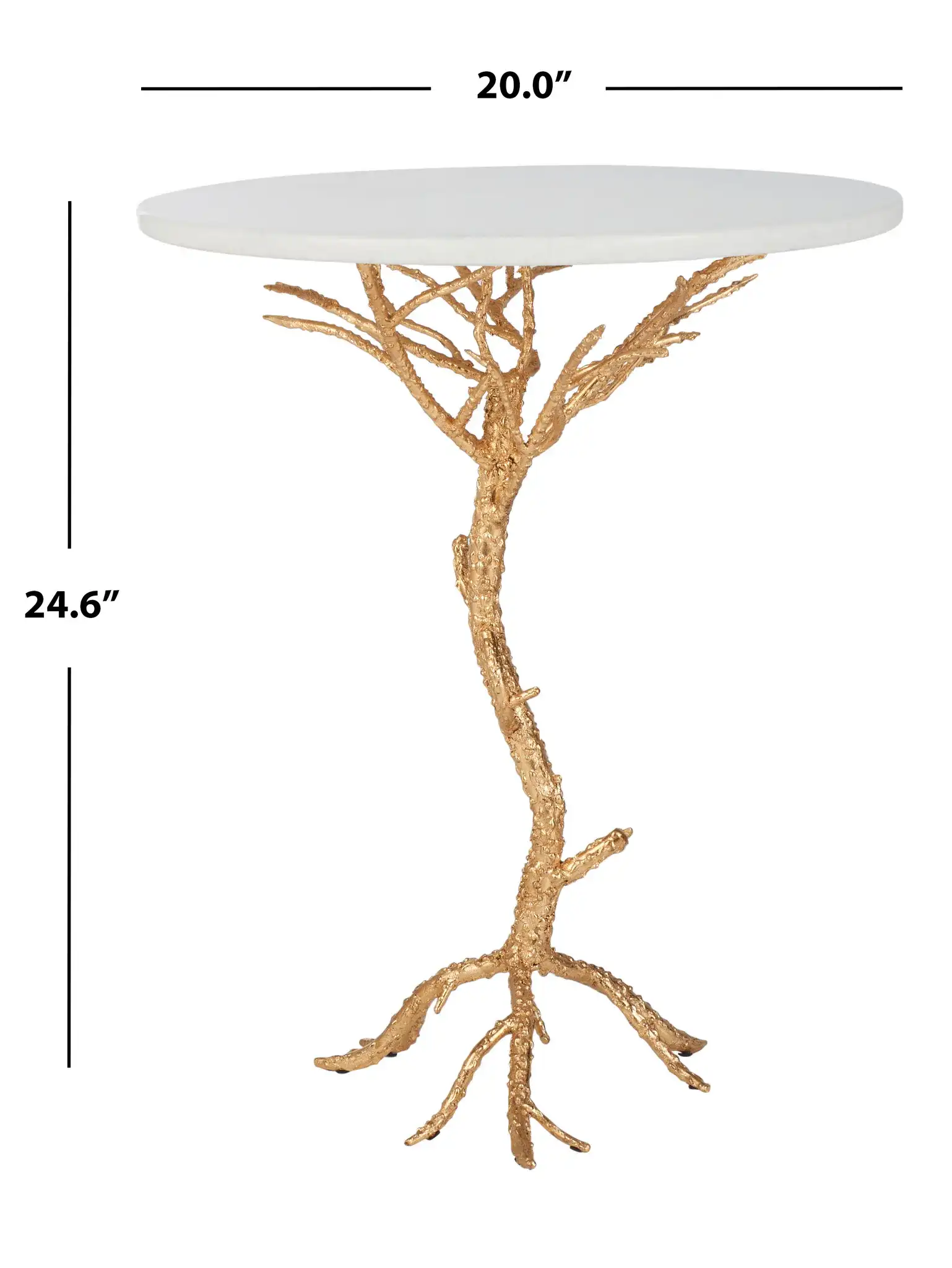 Carolyn Accent Table in Gold / White Granite, detail view