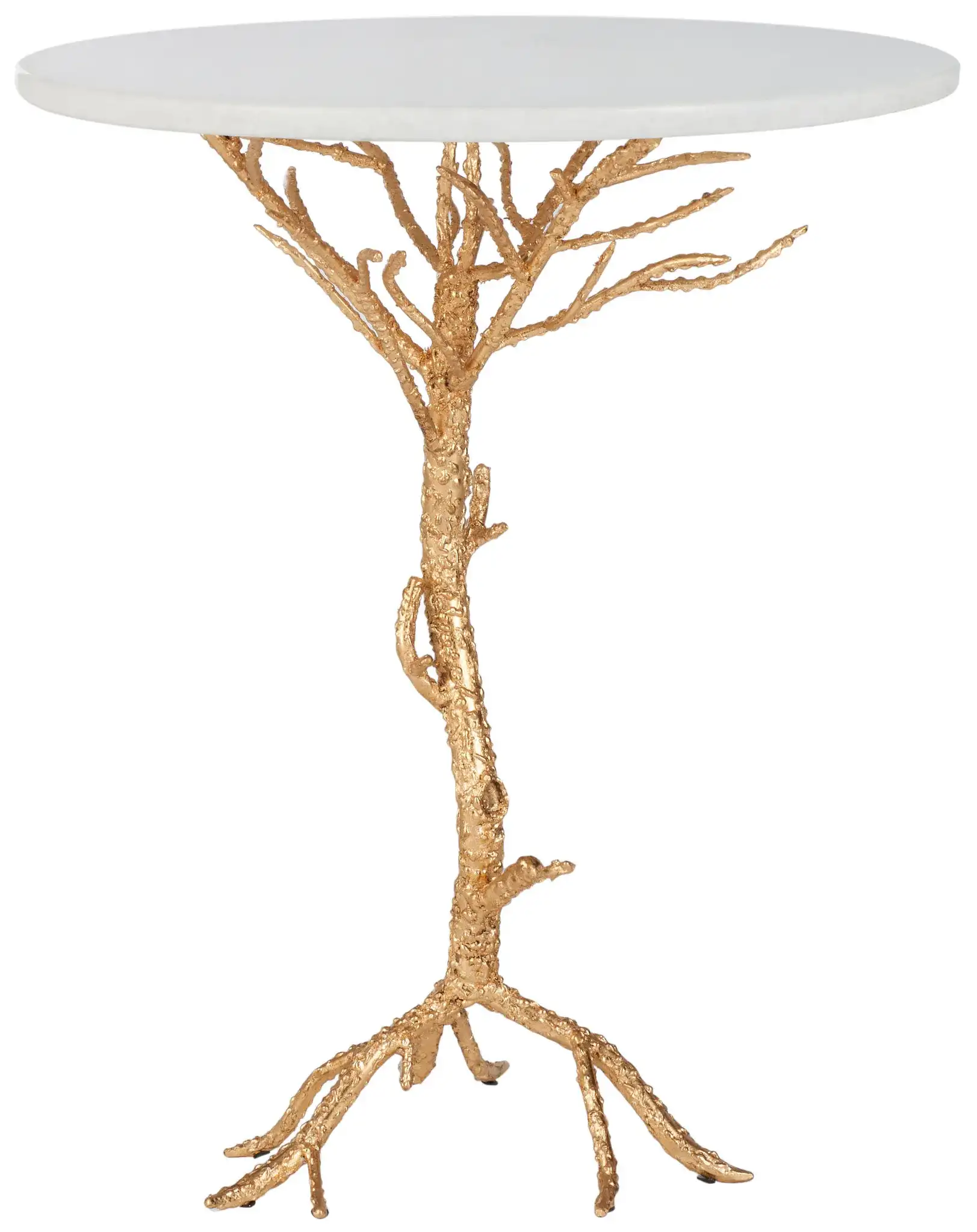 Carolyn Accent Table in Gold / White Granite
