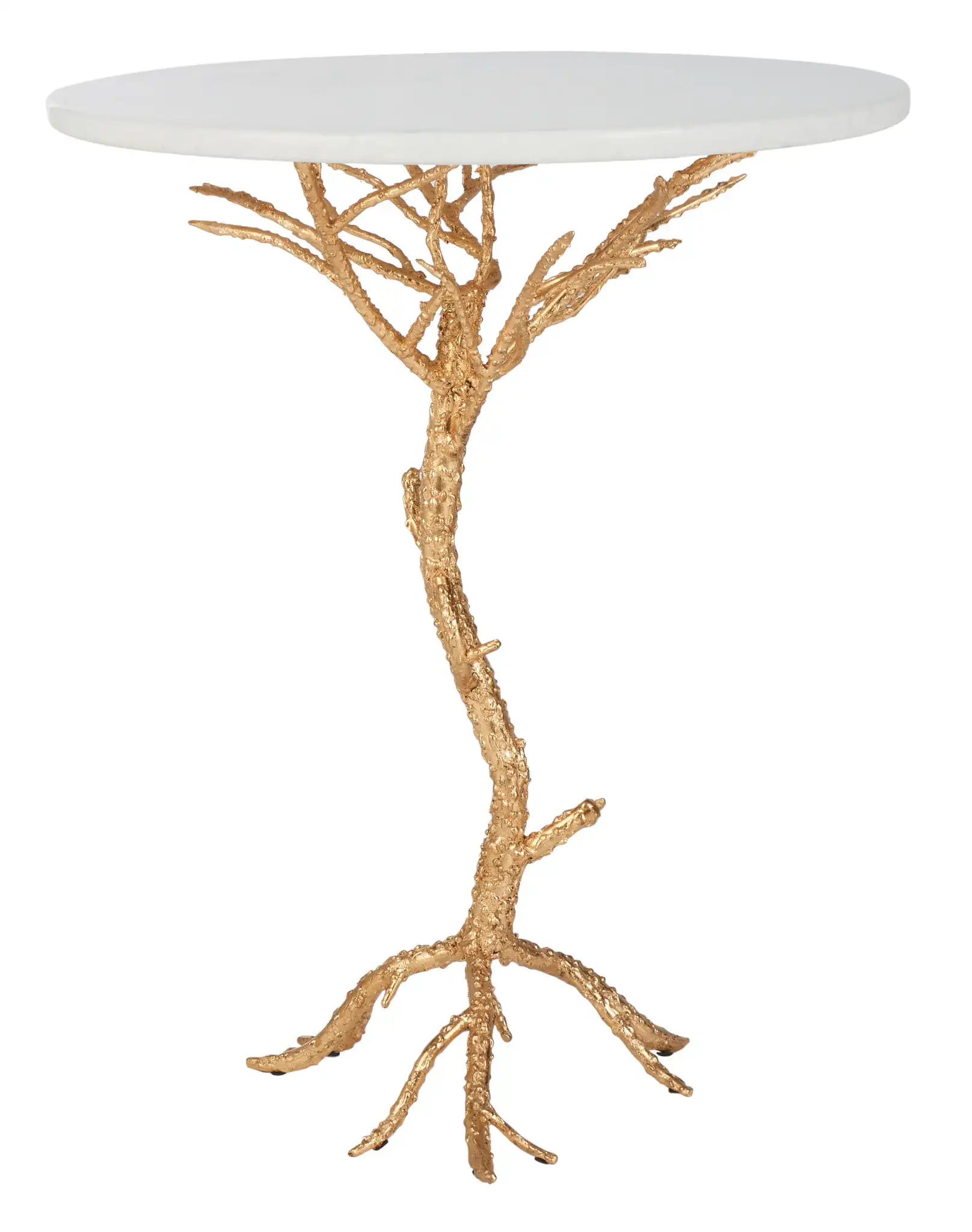 Carolyn Accent Table in Gold / White Granite, detail view