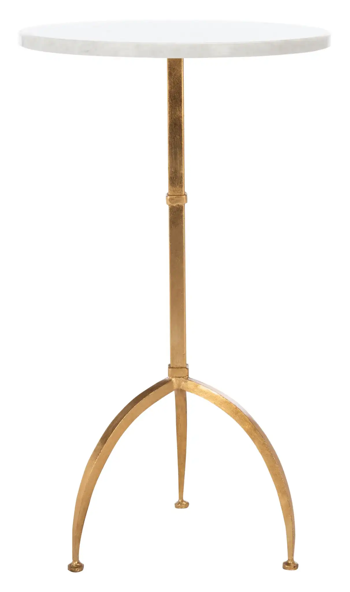Myrna Accent Table in Gold / White Granite, detail view