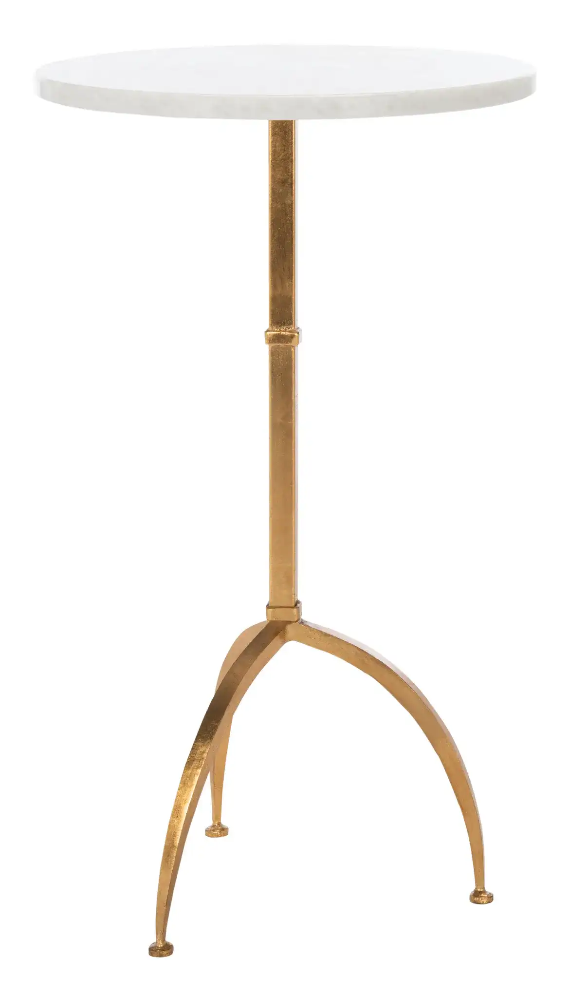 Myrna Accent Table in Gold / White Granite, detail view