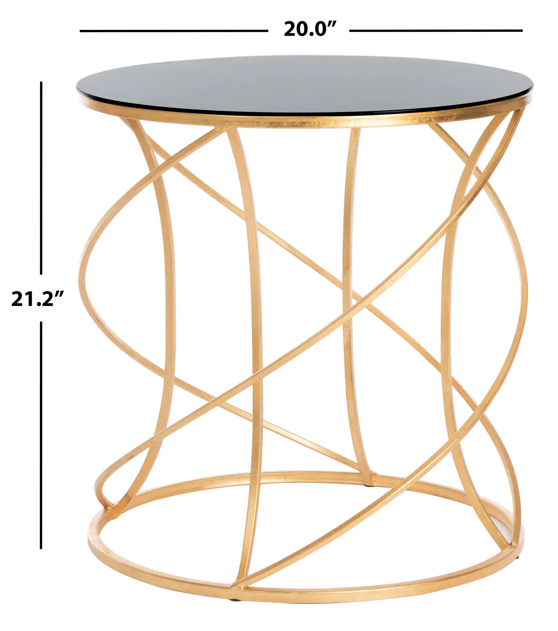 Cagney Accent Table in Gold / Black Clear, detail view