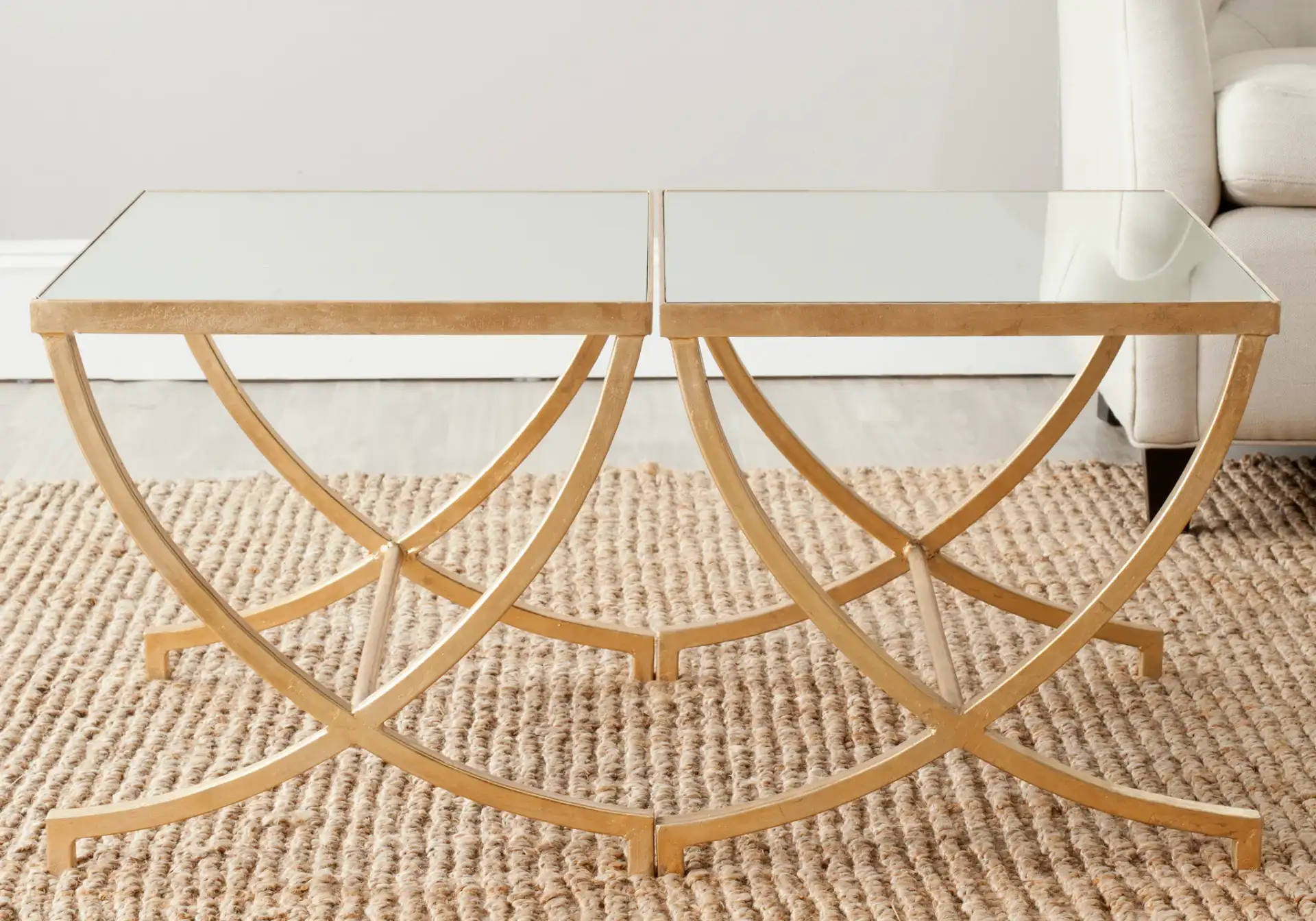 Maureen Accent Table in Gold in a styled room