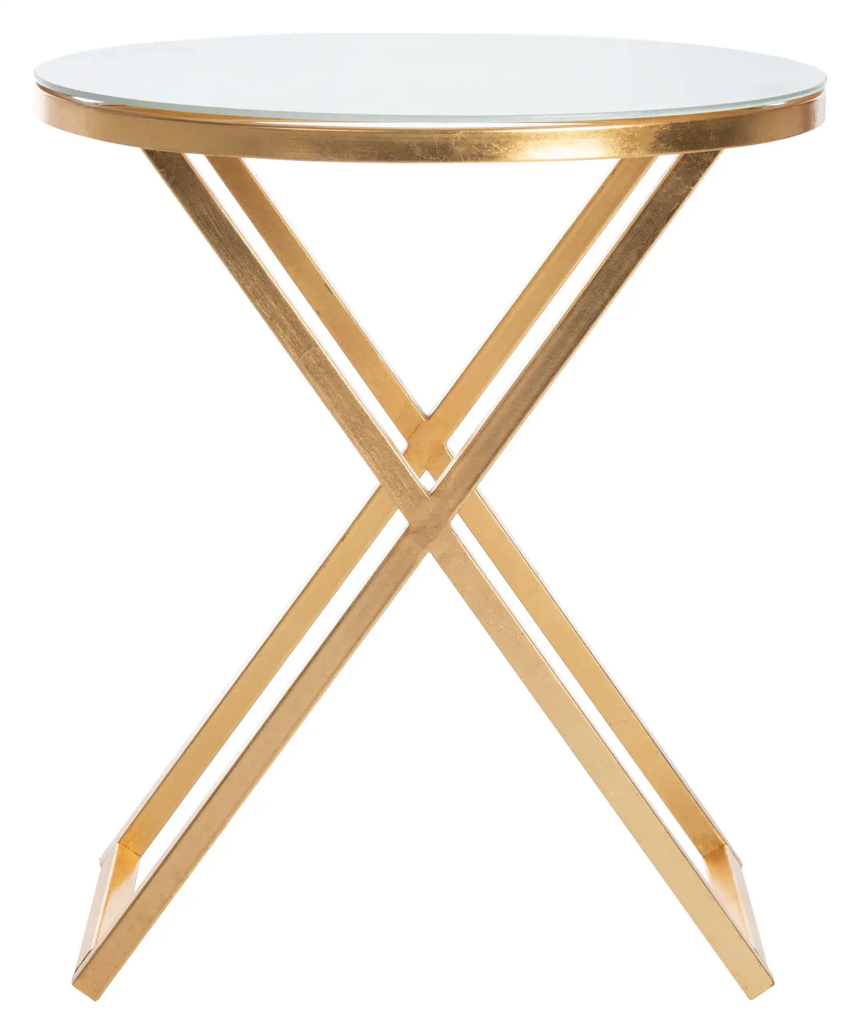 Riona Accent Table in Gold / White Clear