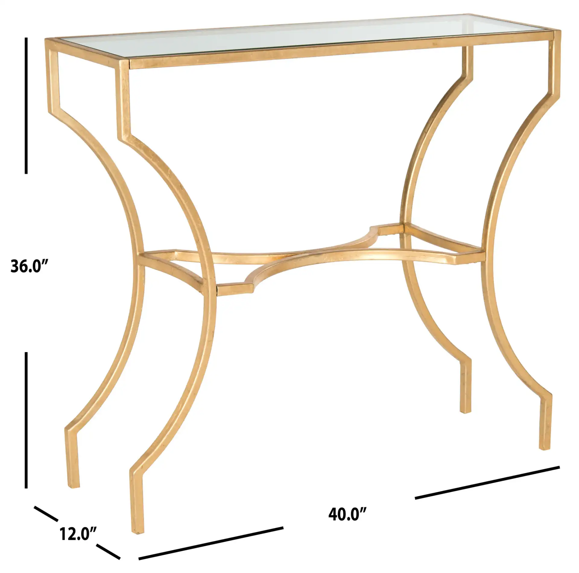 Alphonse Console in Gold / Clear, detail view