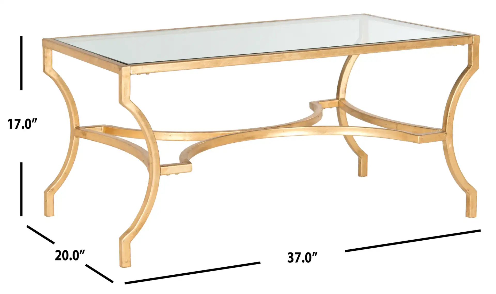 Alphonse Coffee Table in Gold / Clear, detail view