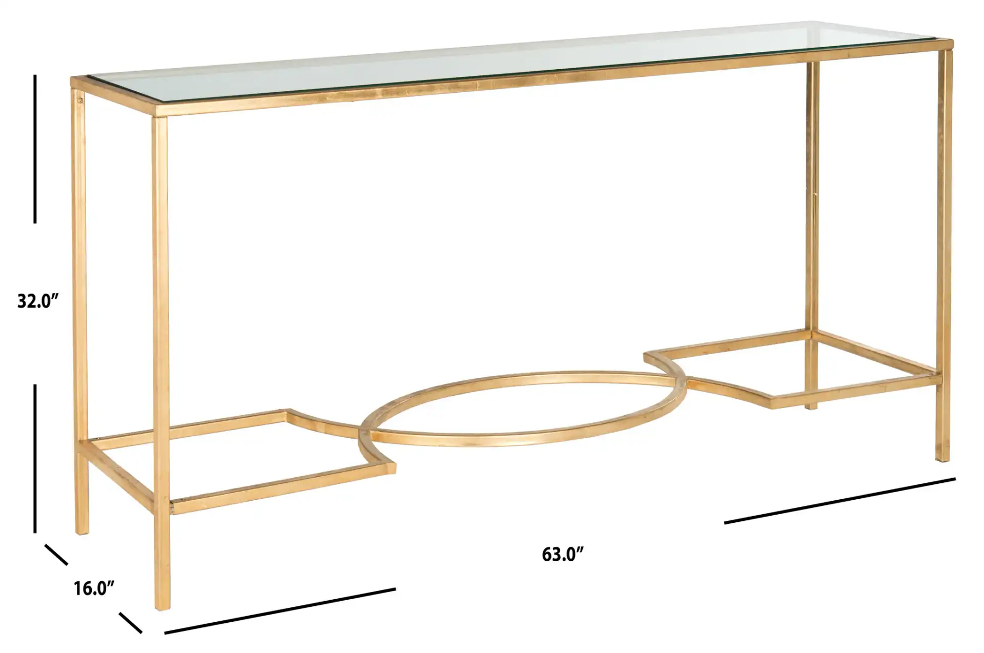 Inga Console in Gold / Clear, detail view
