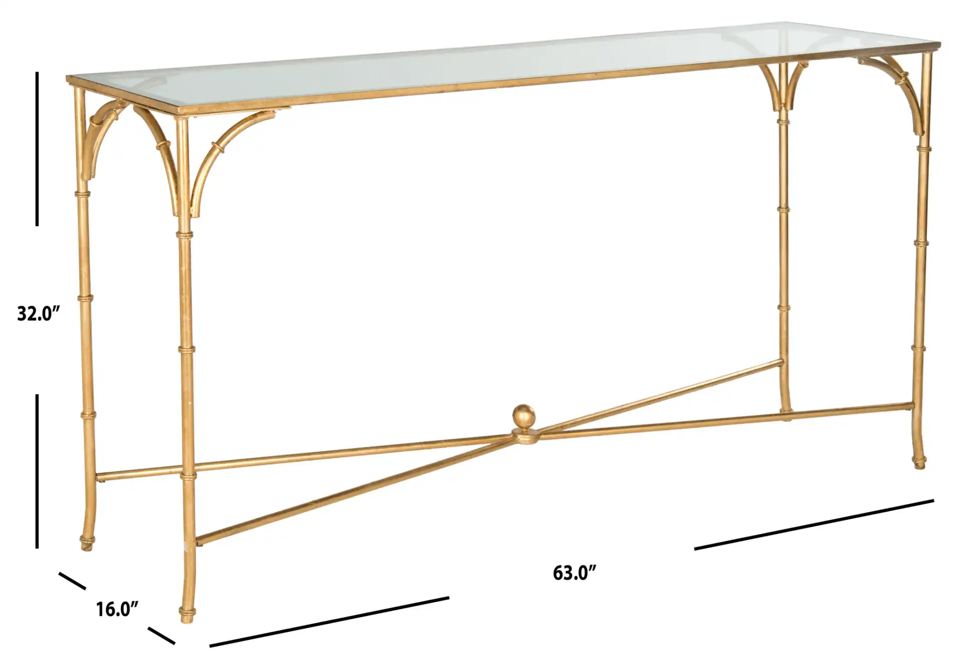 Maurice Console in Gold / Clear, detail view