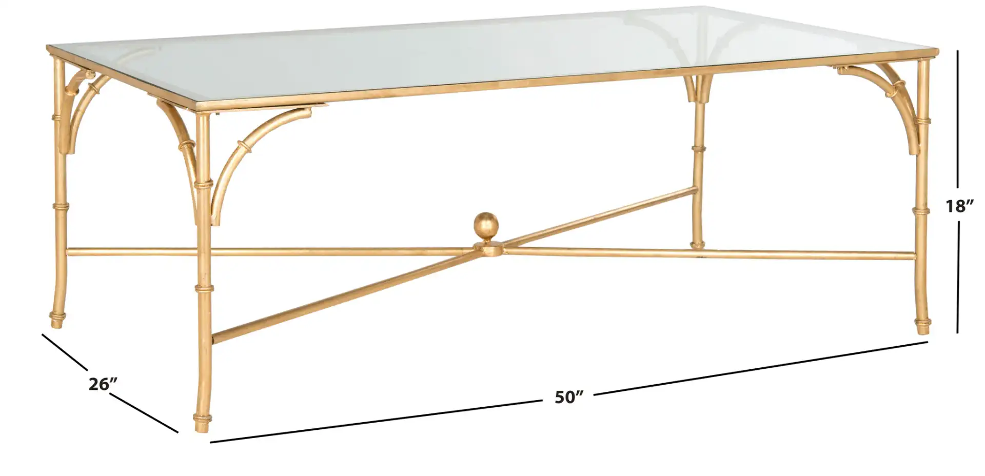 Maurice Coffee Table in Gold / Clear, detail view