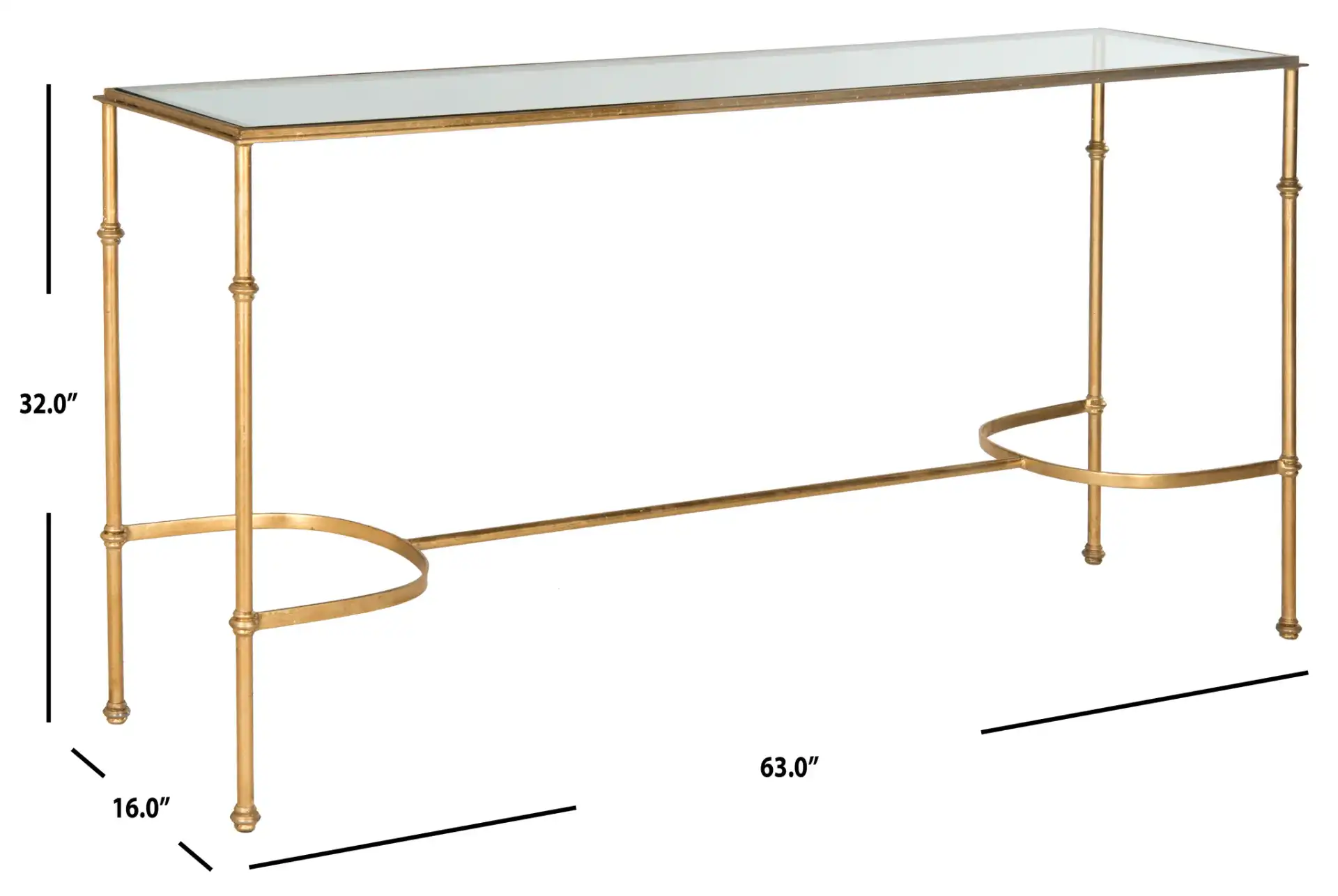 Lucille Console in Gold / Clear, detail view
