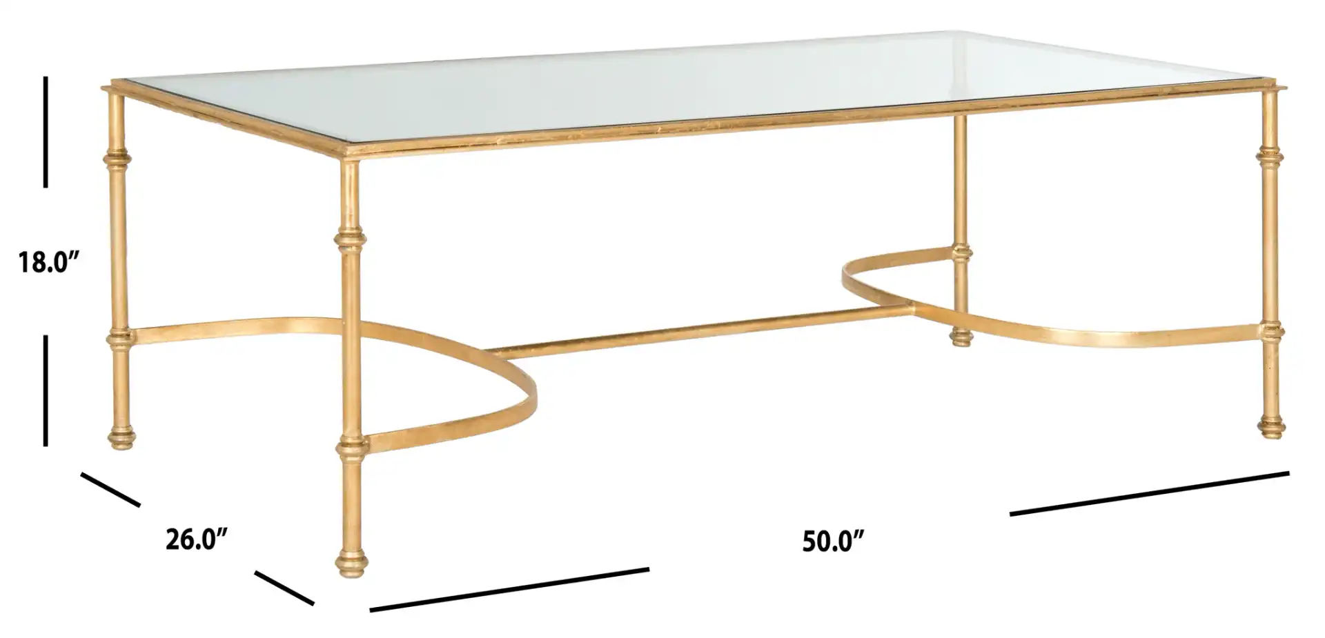 Lucille Coffee Table in Gold / Clear, detail view