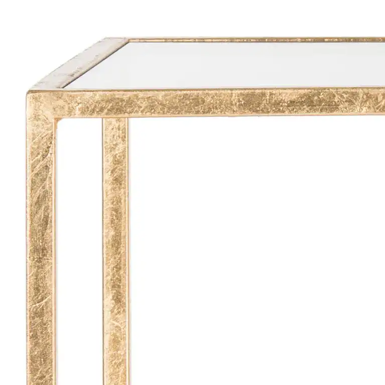 Berdine Accent Table in Gold / Clear in a styled room