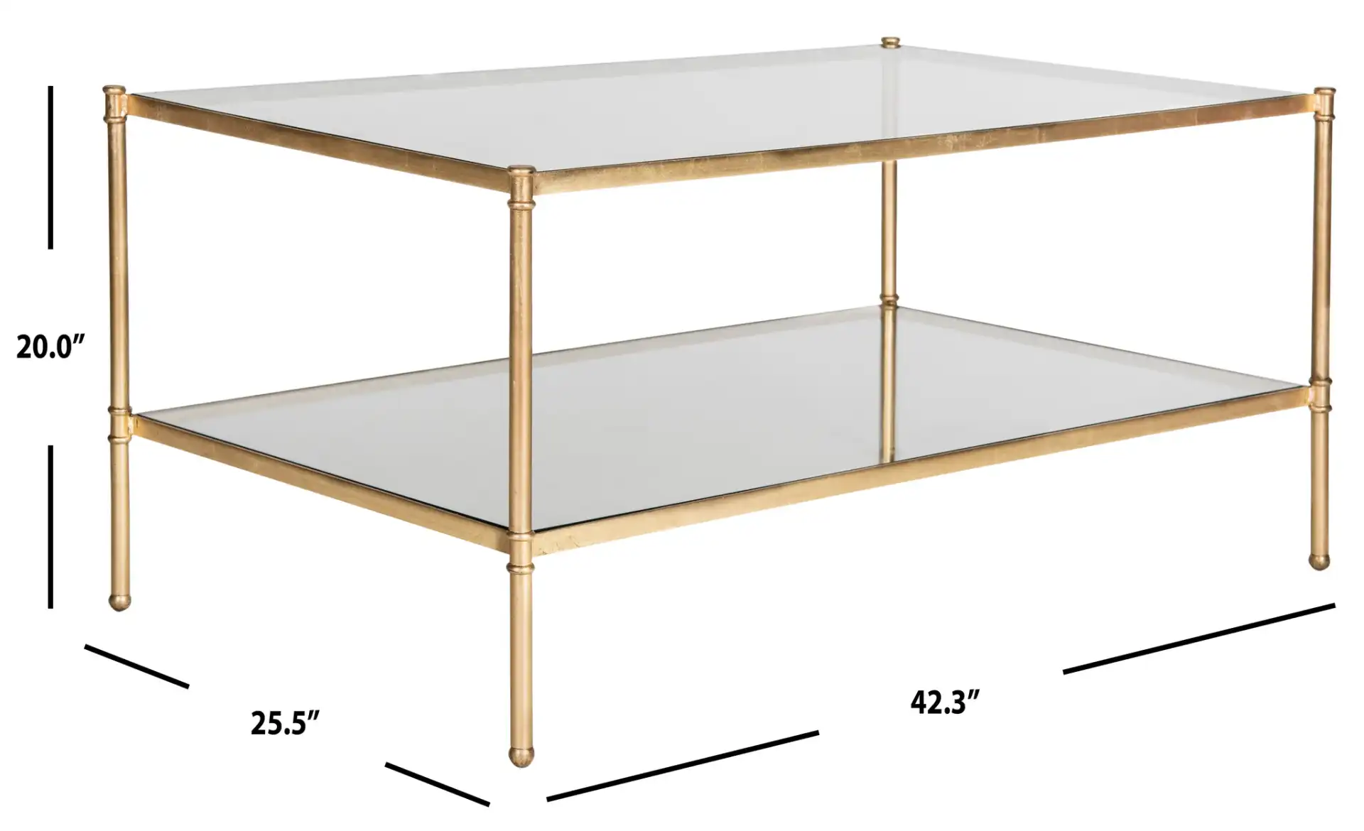 Aslan Coffee Table in Gold / Clear, detail view