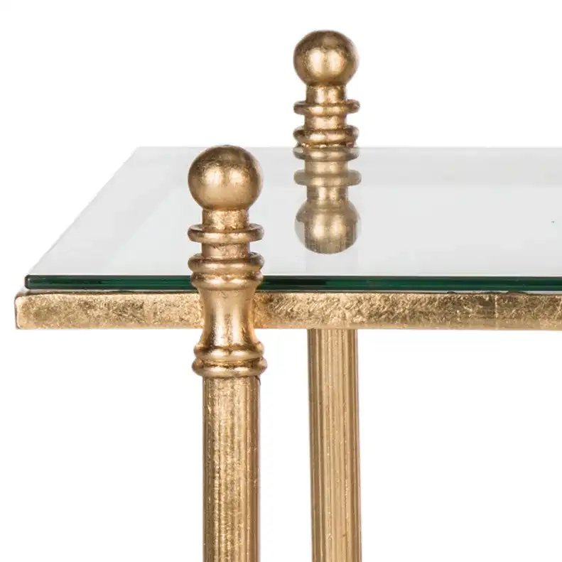 Tait Coffee Table in Gold / Clear in a styled room