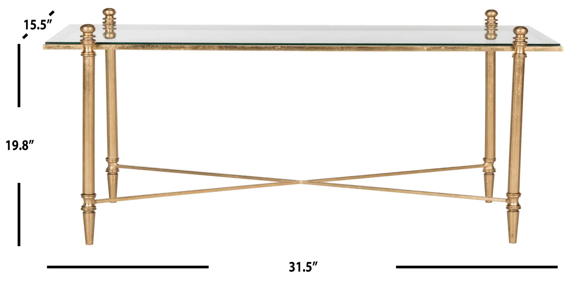 Tait Coffee Table in Gold / Clear, detail view