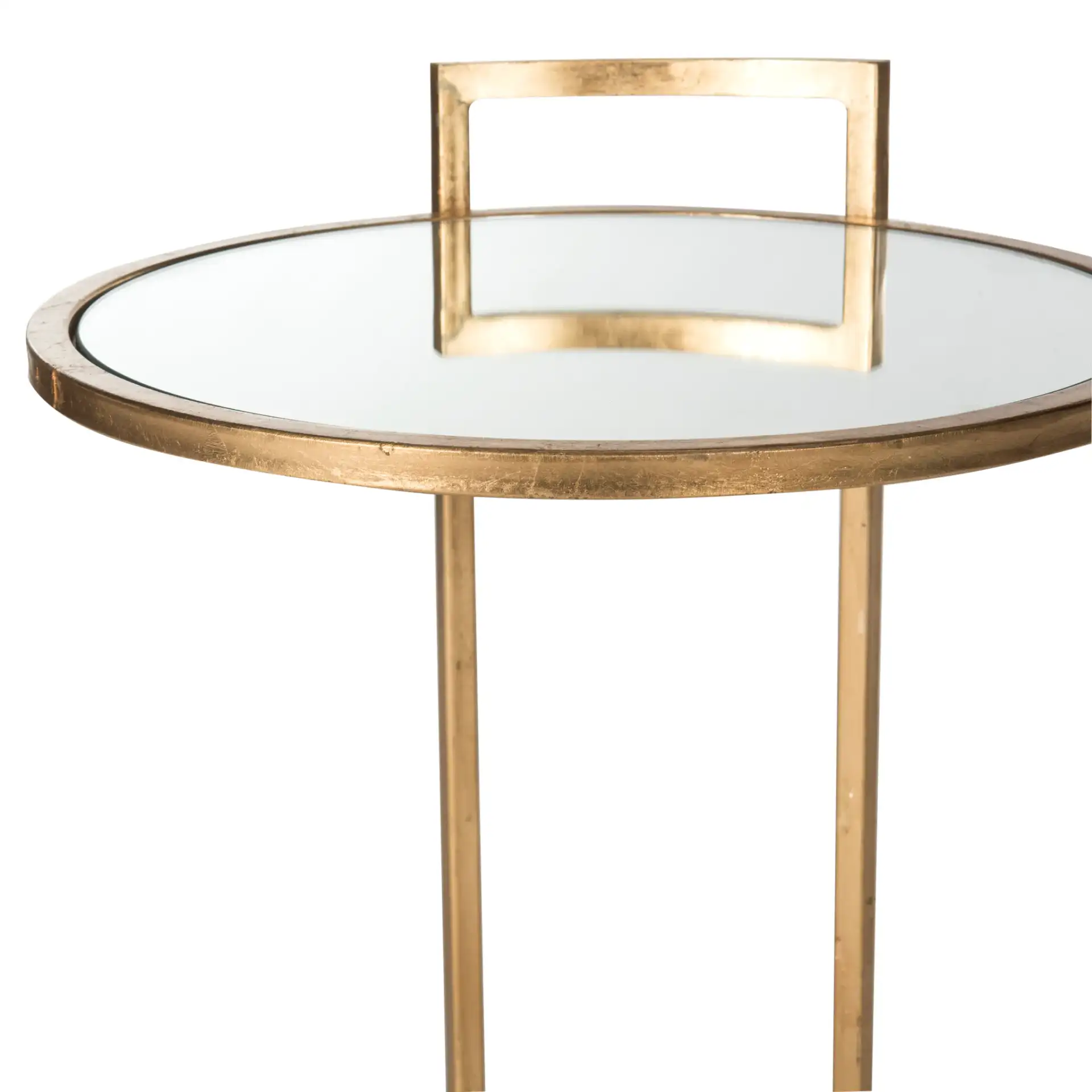 Calvin Round End Table in Gold in a styled room