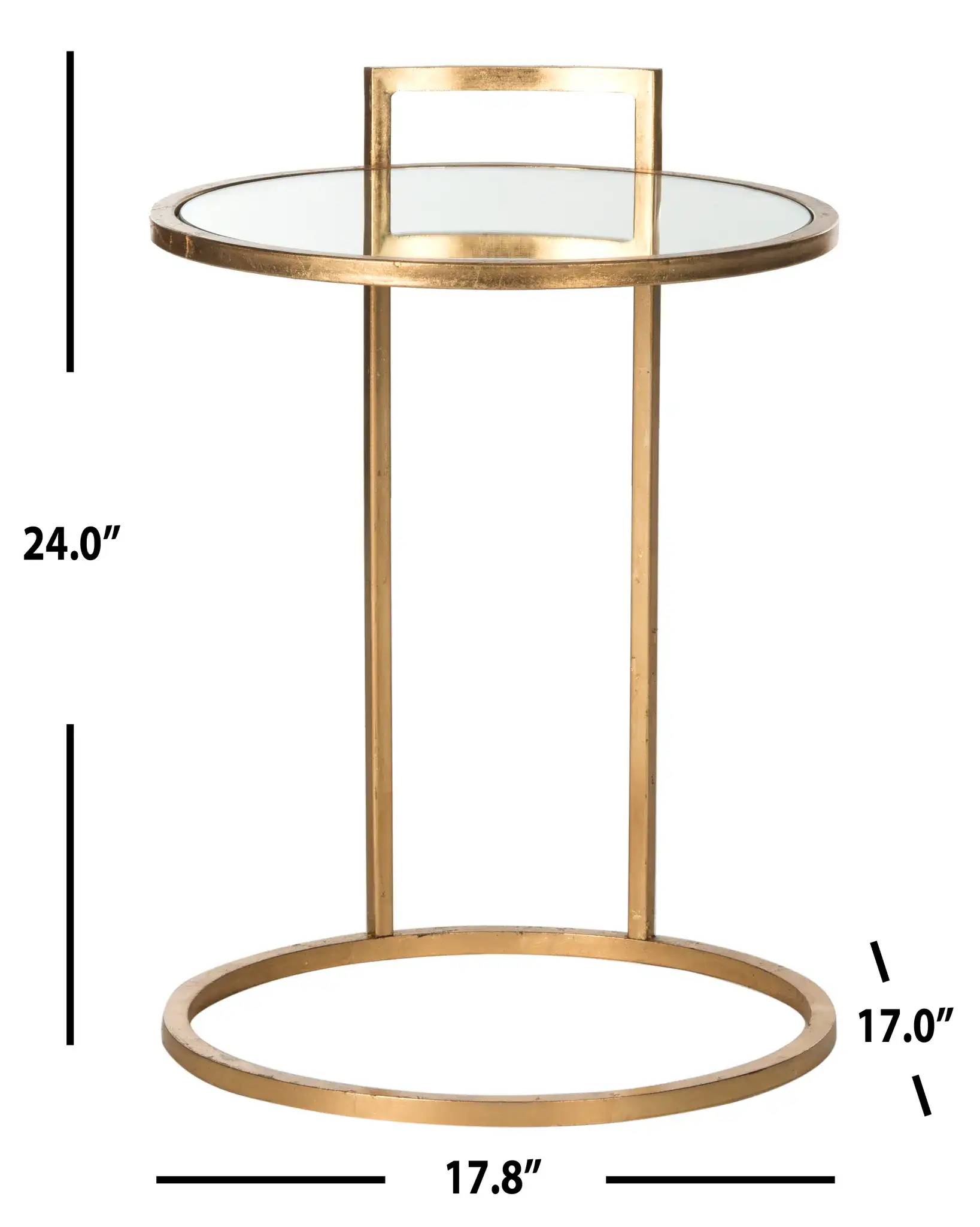 Calvin Round End Table in Gold, detail view