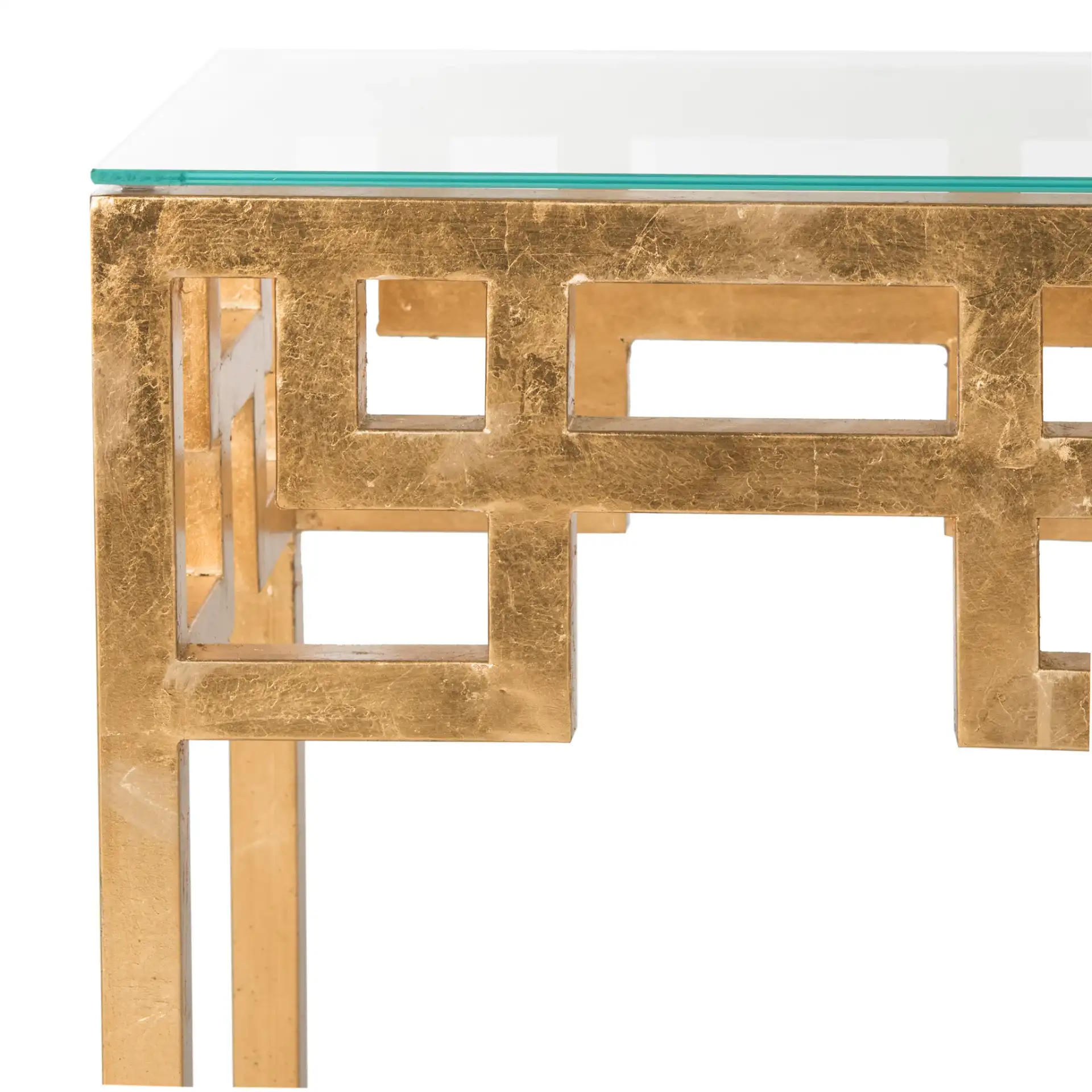 Byram End Table in Gold / Clear in a styled room